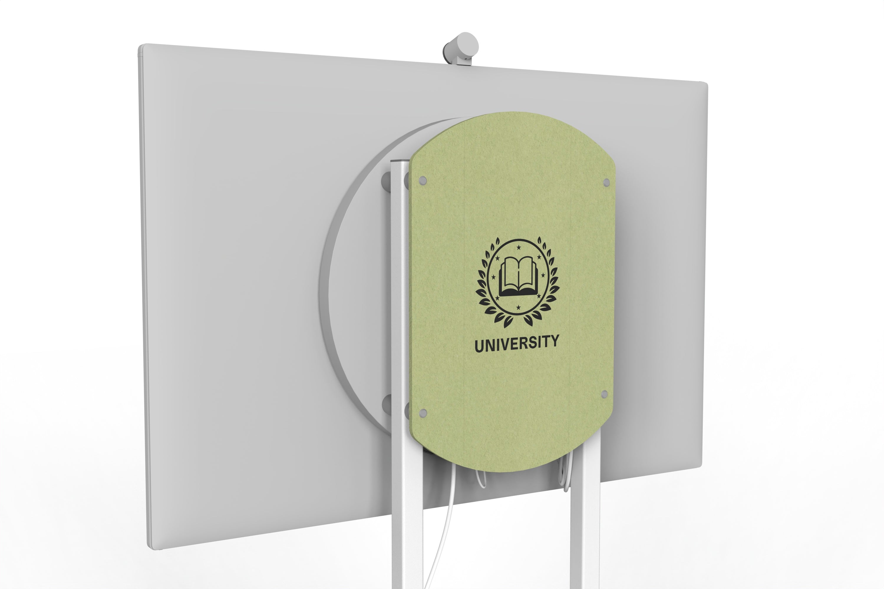 Heckler Rolling Stand for Surface Hub 3 with custom logo in Aloe finish.