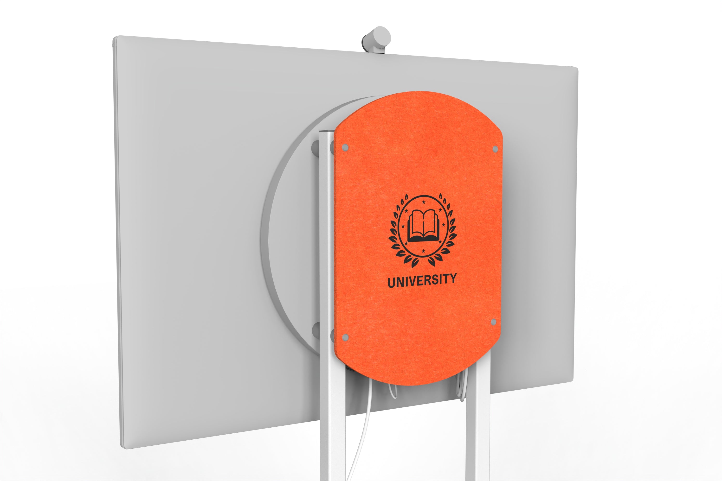 Heckler Rolling Stand for Surface Hub 3 with custom logo in Aries finish.