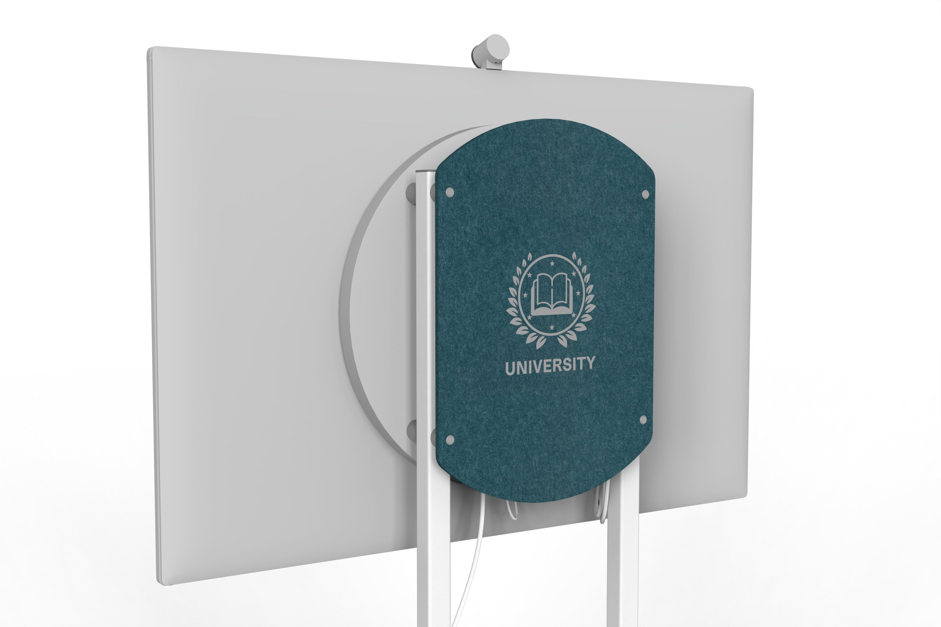 Heckler Rolling Stand for Surface Hub 3 with custom logo in Atlantic finish.