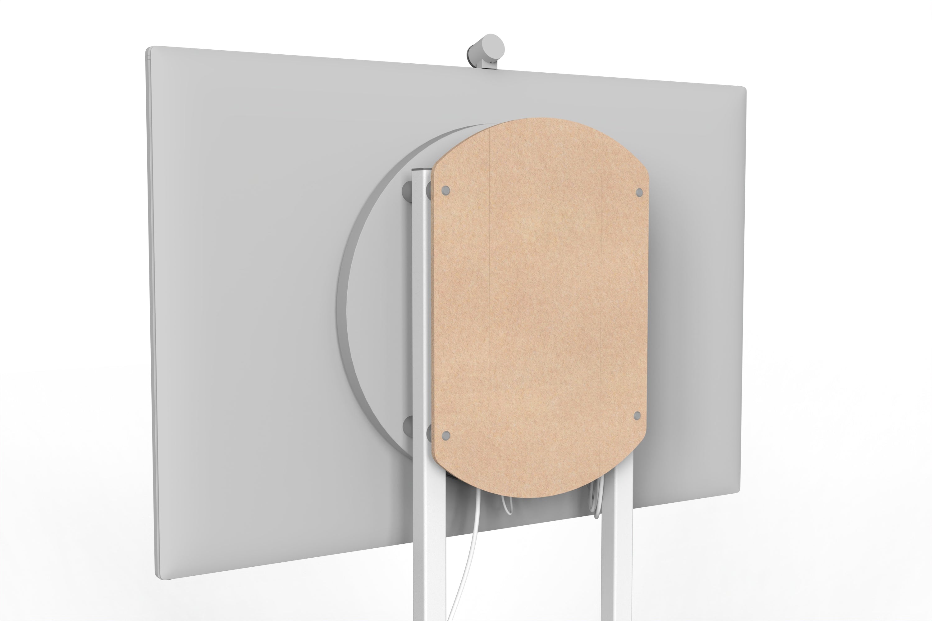 Heckler Rolling Stand for Surface Hub 3 in Cashmere finish.