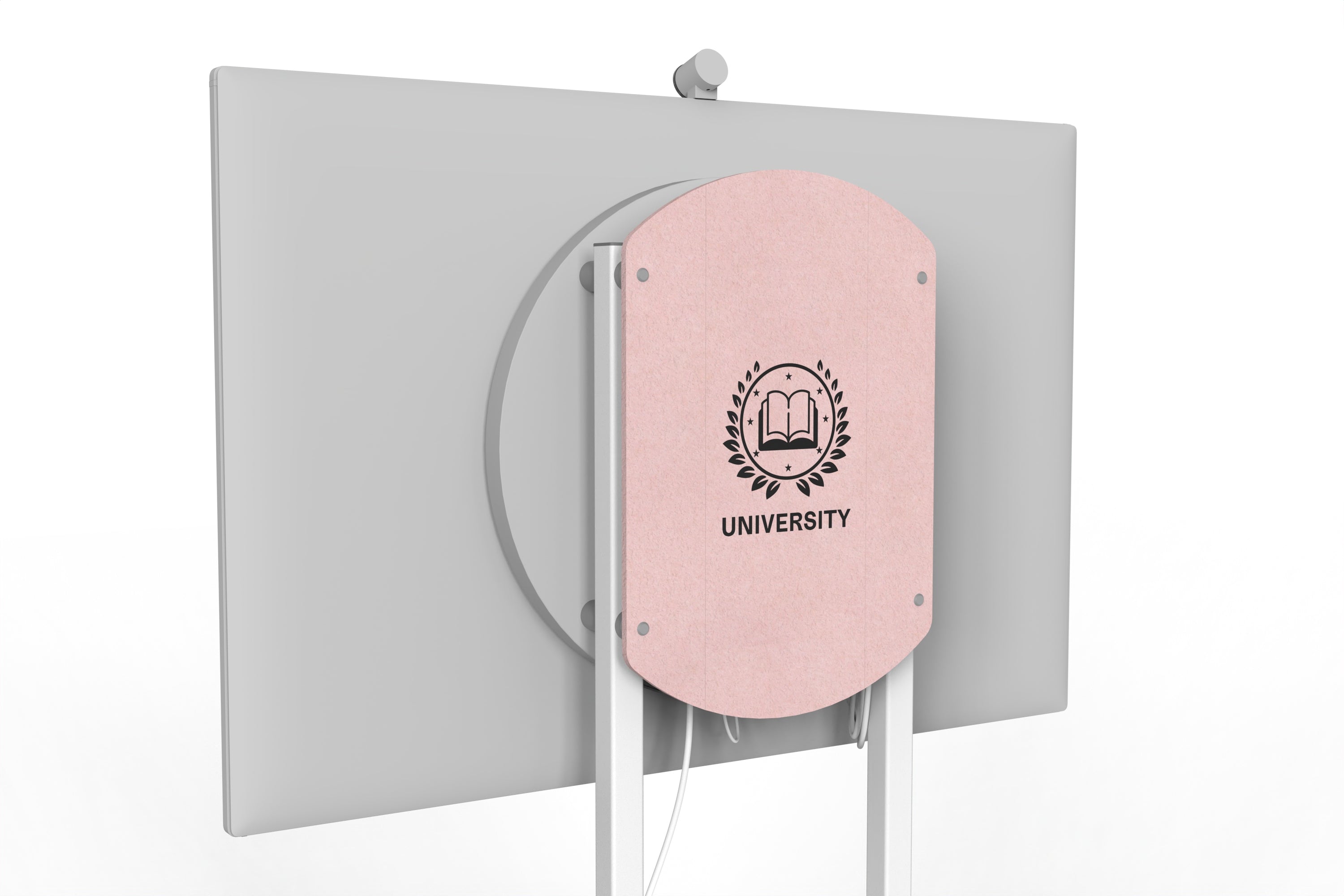 Heckler Rolling Stand for Surface Hub 3 with custom logo in Coral finish.