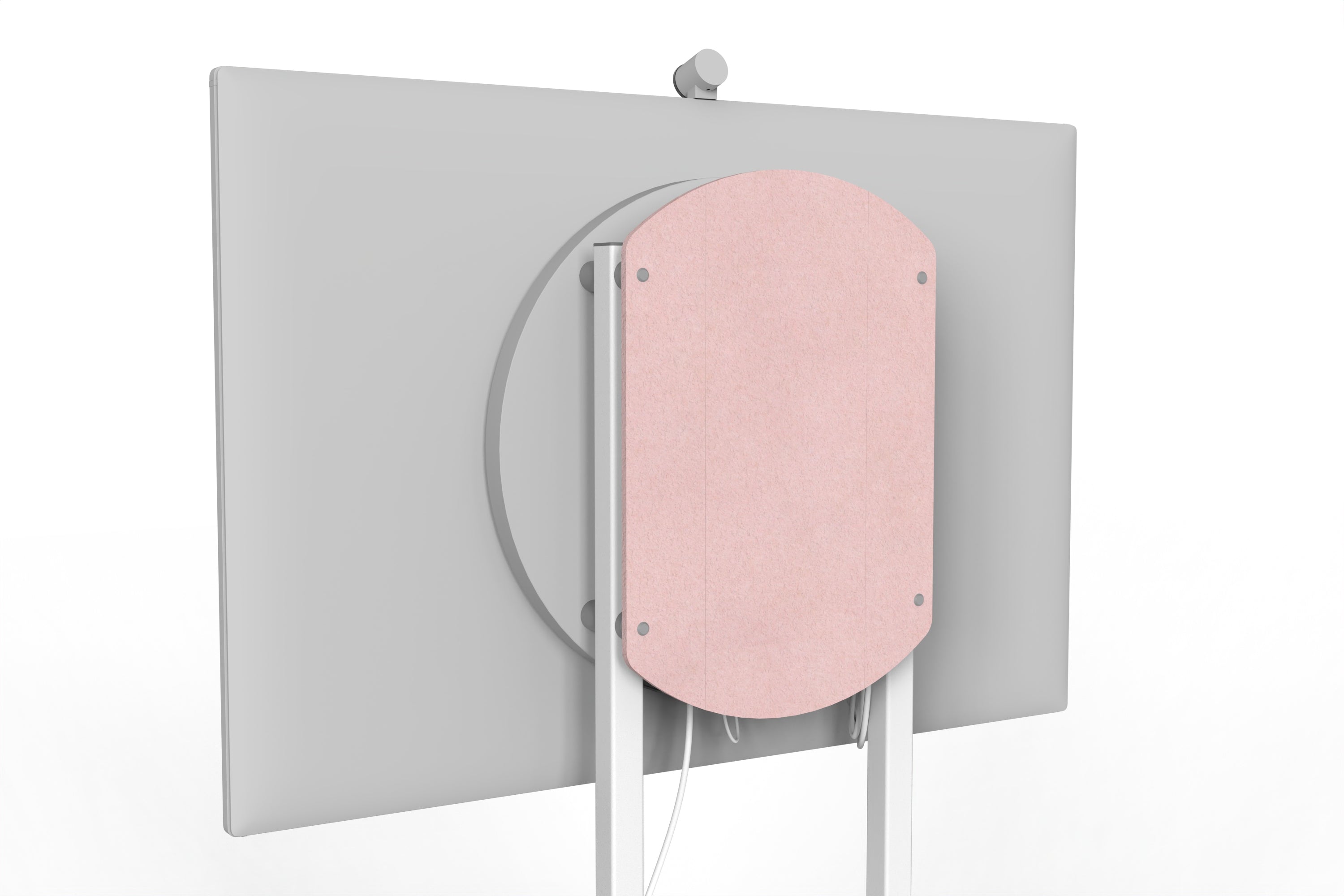 Heckler Rolling Stand for Surface Hub 3 in Coral finish.