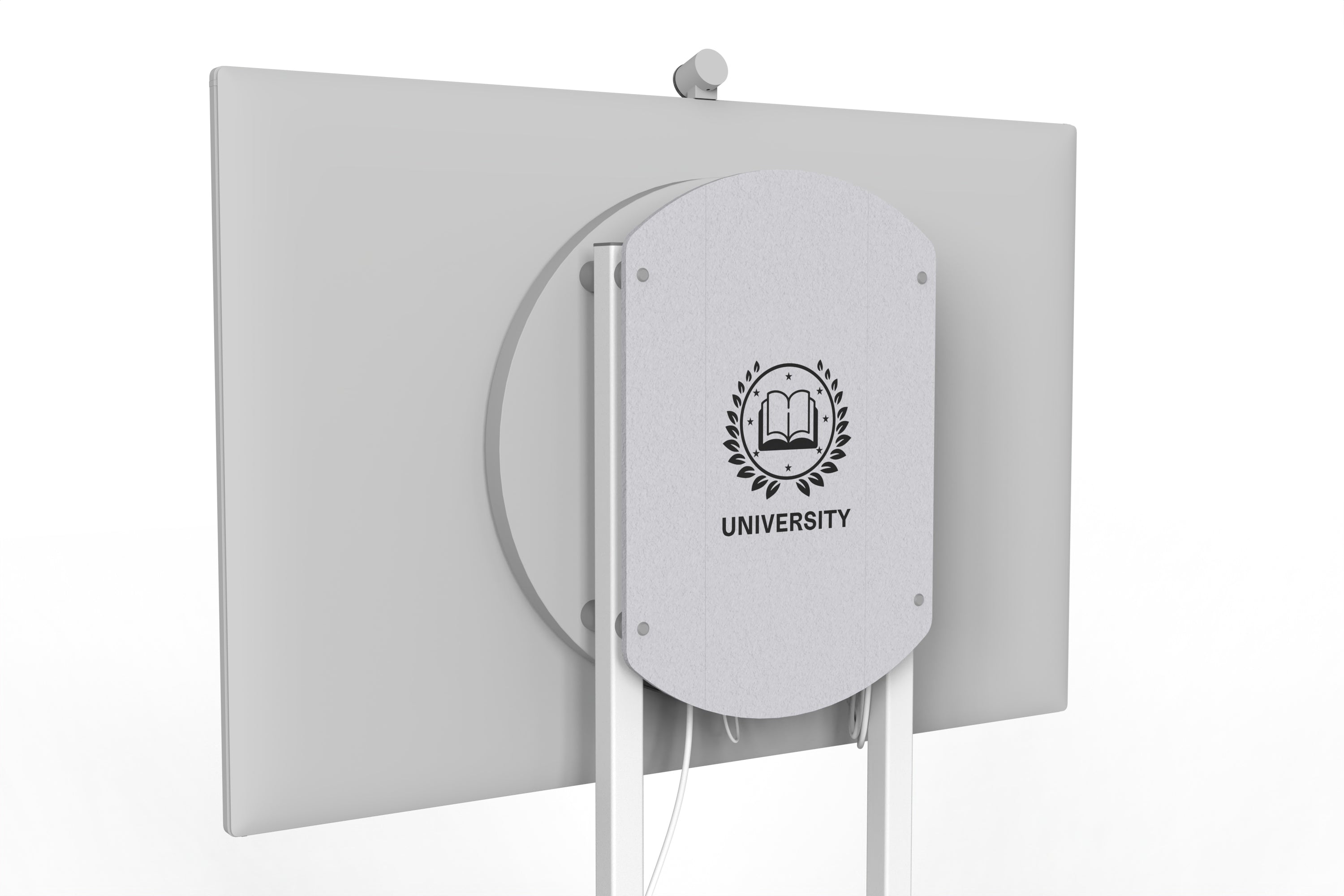 Heckler Rolling Stand for Surface Hub 3 in Fog finish.