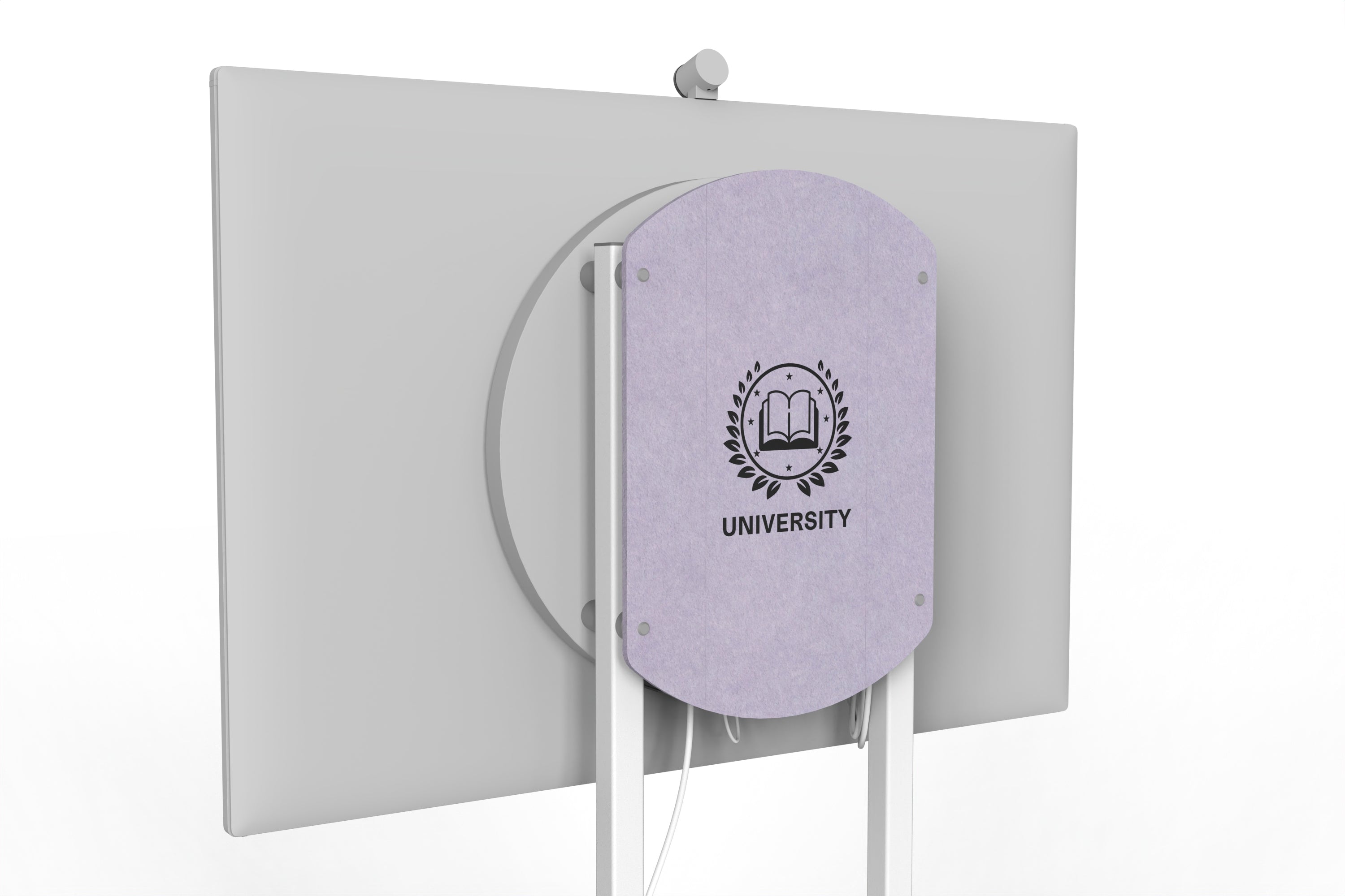 Heckler Rolling Stand for Surface Hub 3 in Lilac finish.