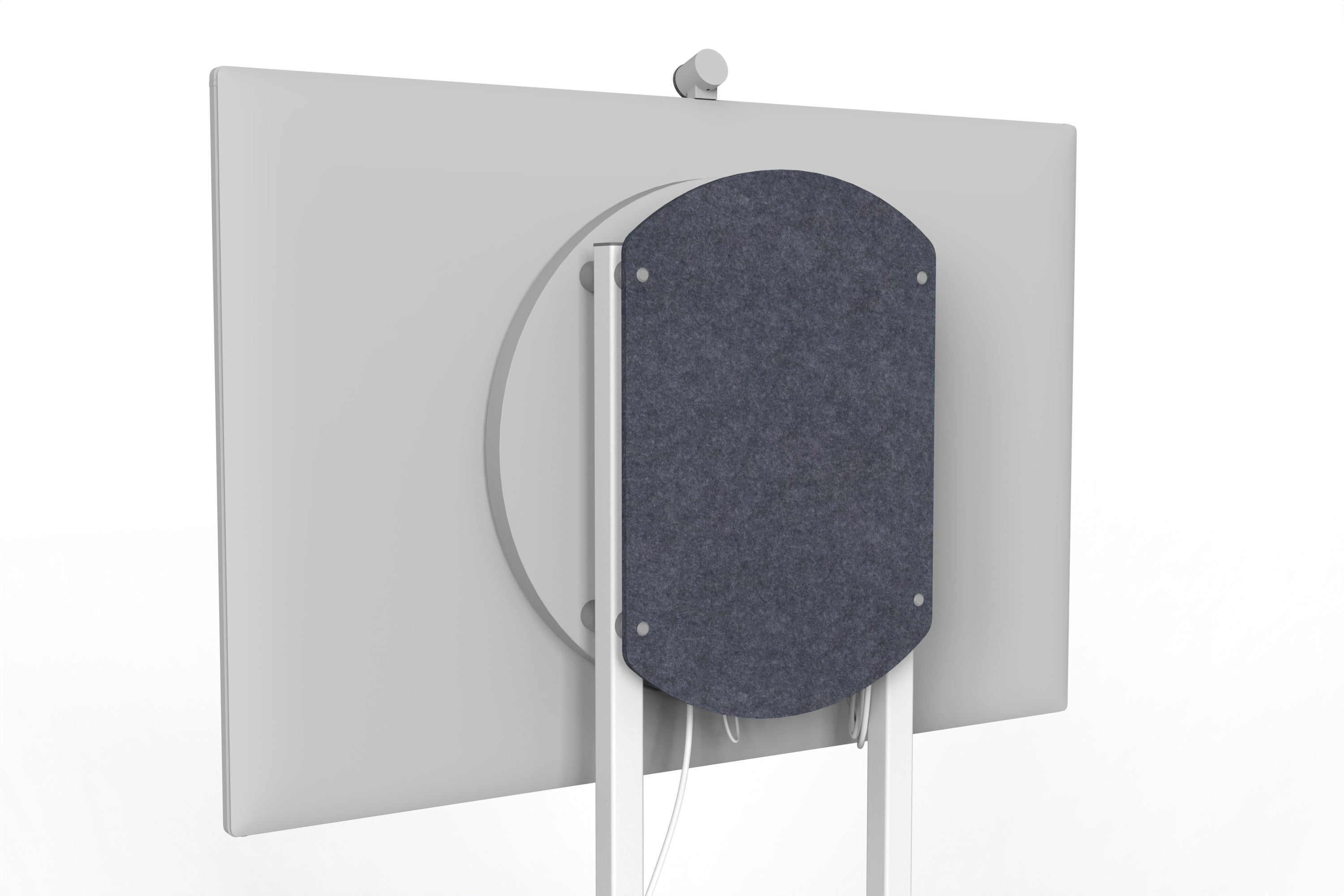 Heckler Rolling Stand for Surface Hub 3 in Mineral finish.