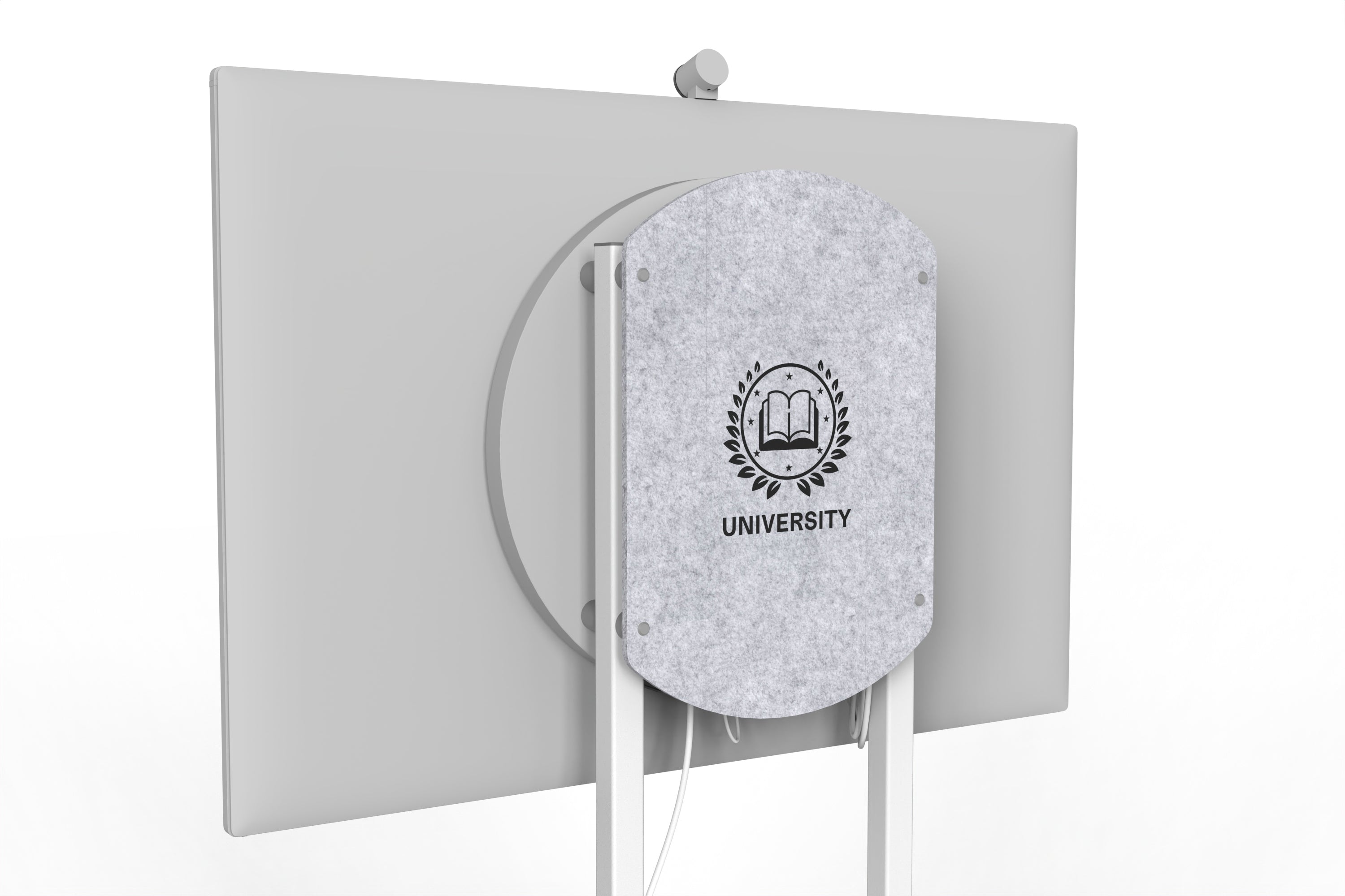 Heckler Rolling Stand for Surface Hub 3 in Nickel finish.