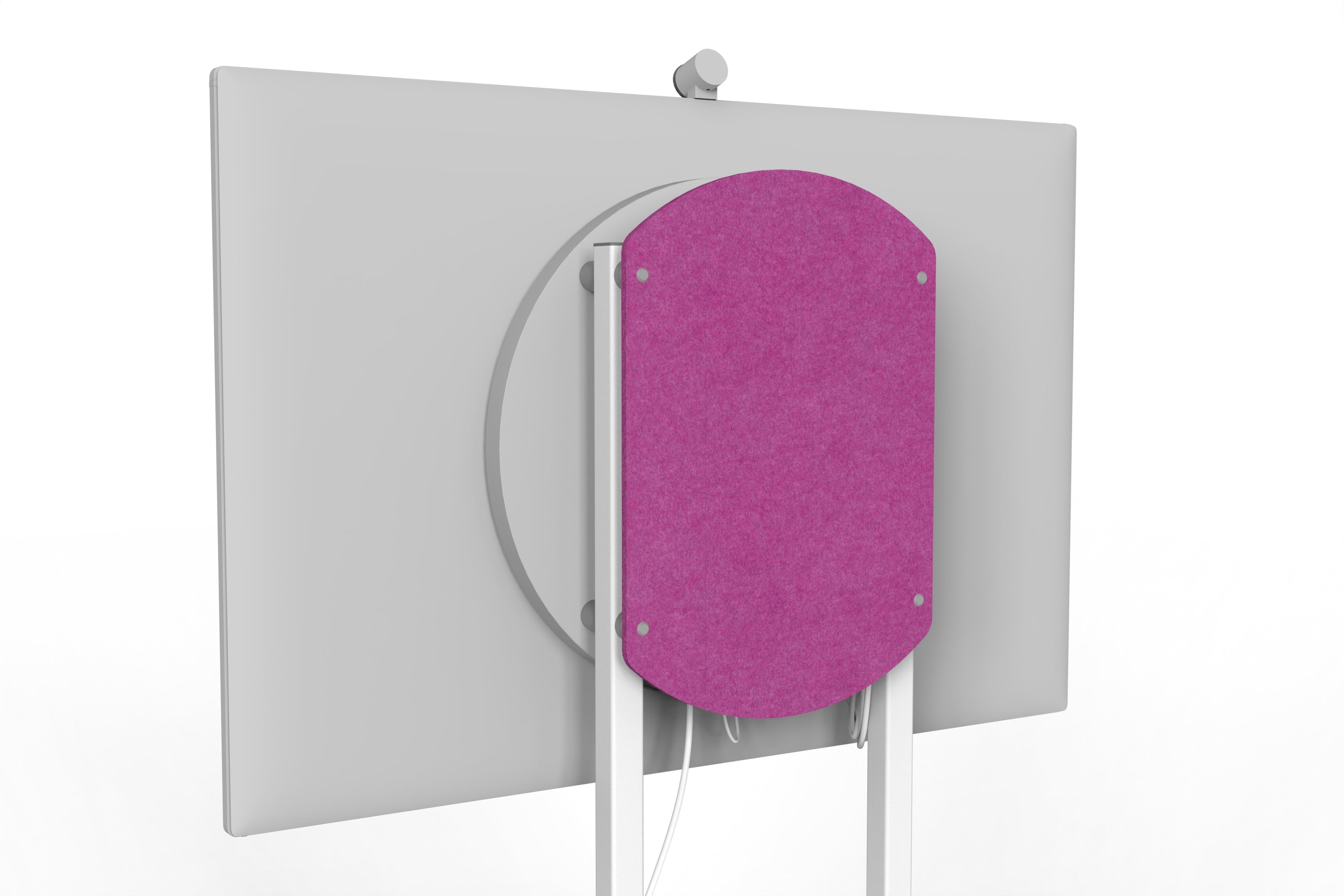 Heckler Rolling Stand for Surface Hub 3 in Plum finish.
