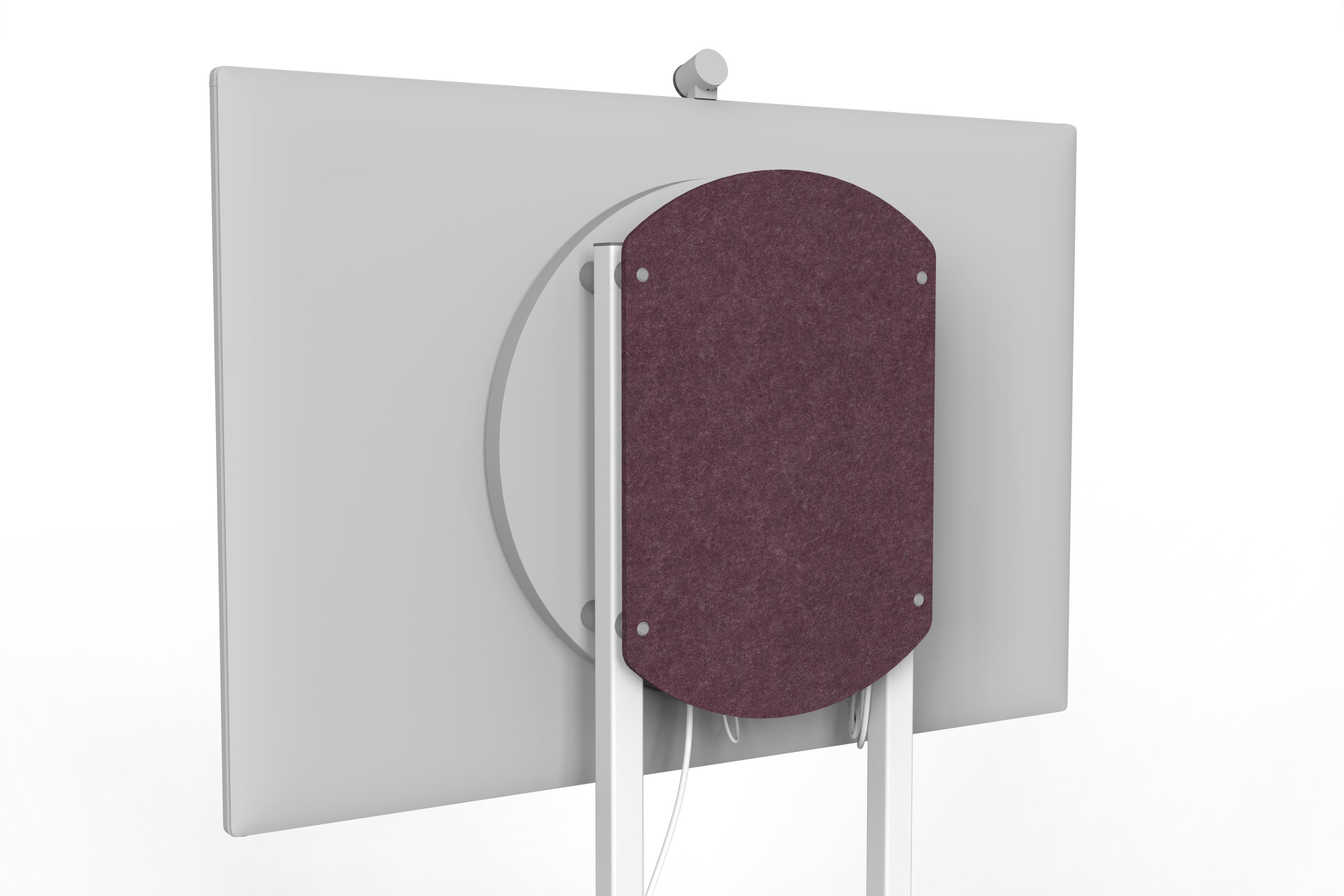 Heckler Rolling Stand for Surface Hub 3 in Wine finish.