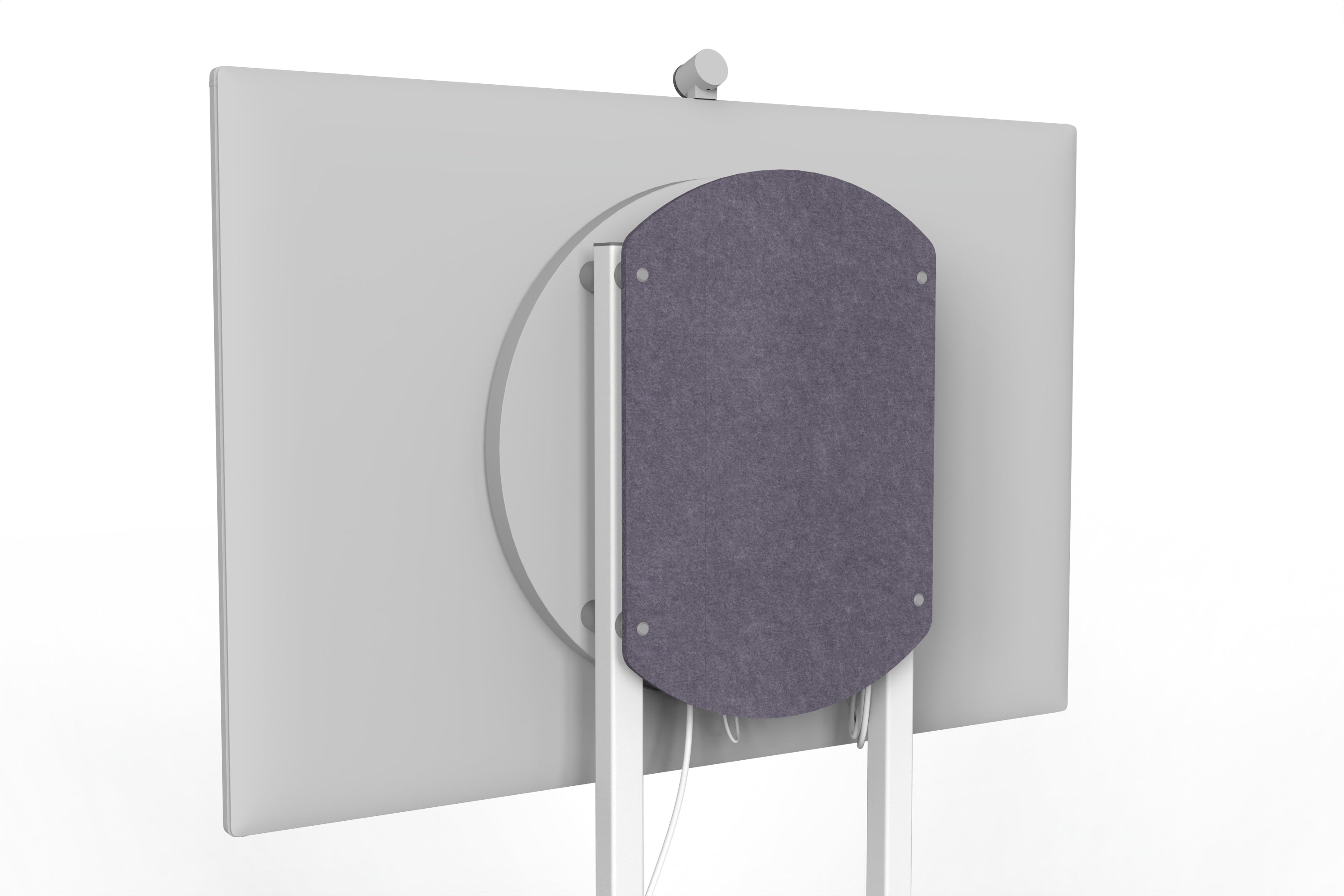 Heckler Rolling Stand for Surface Hub 3 in Wisteria finish.