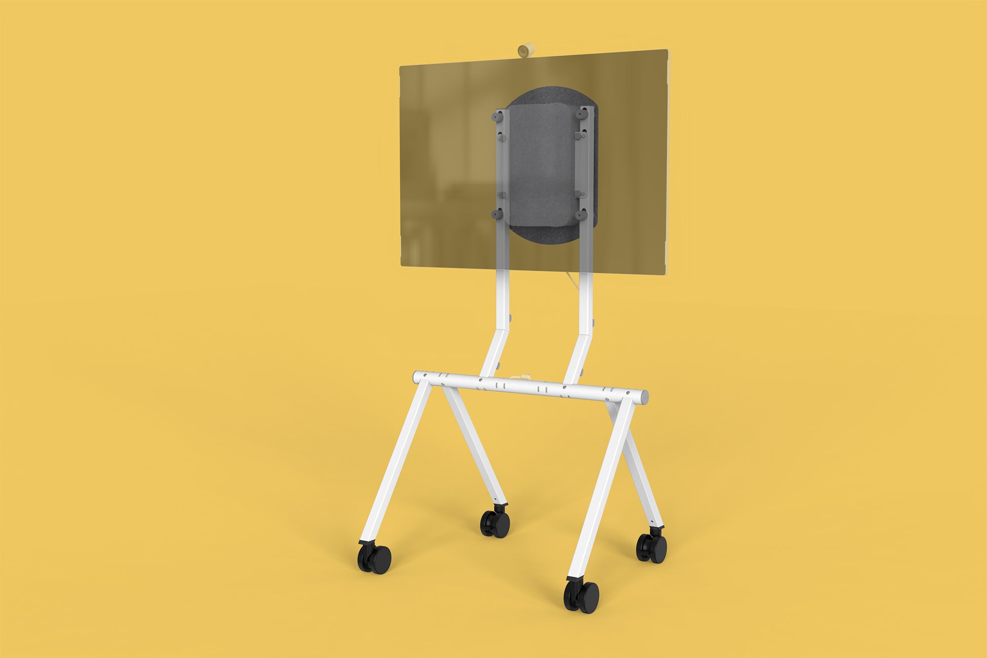 Back view of Heckler Rolling Stand for Surface Hub 3 showing display mounting hardware.