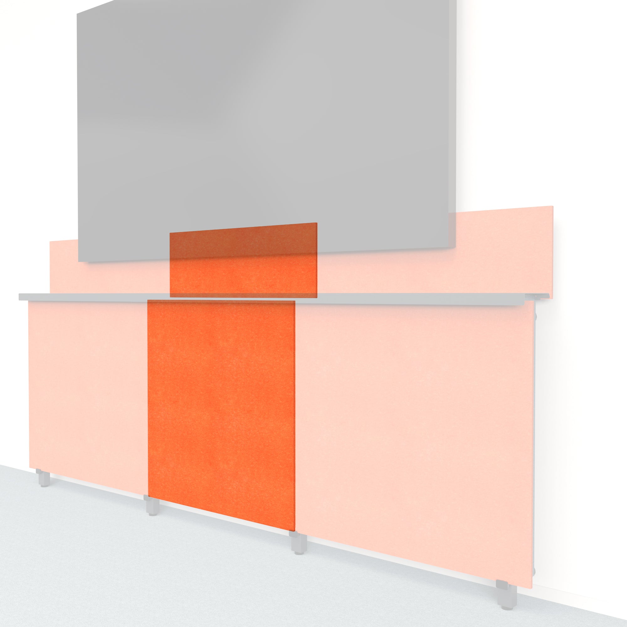 Heckler Framework Tall Inner Panel & Backsplash in Aries Felt Right — modular aries red PET felt AV wall panel for the Heckler Framework system.