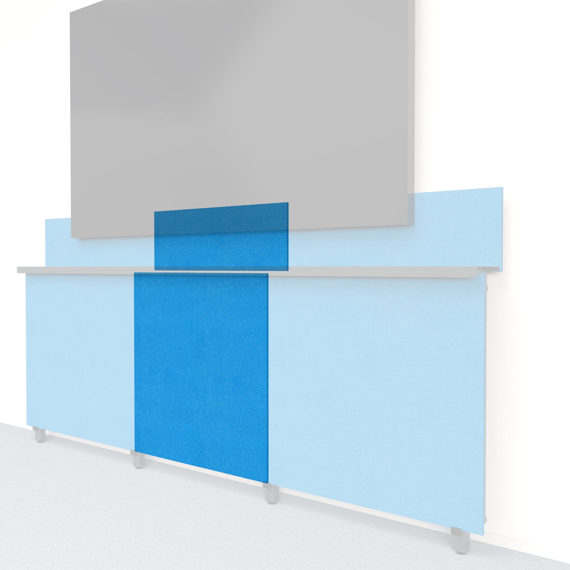 Heckler Framework Tall Inner Panel & Backsplash in Cayman Felt Right — modular cayman teal PET felt AV wall panel for the Heckler Framework system.