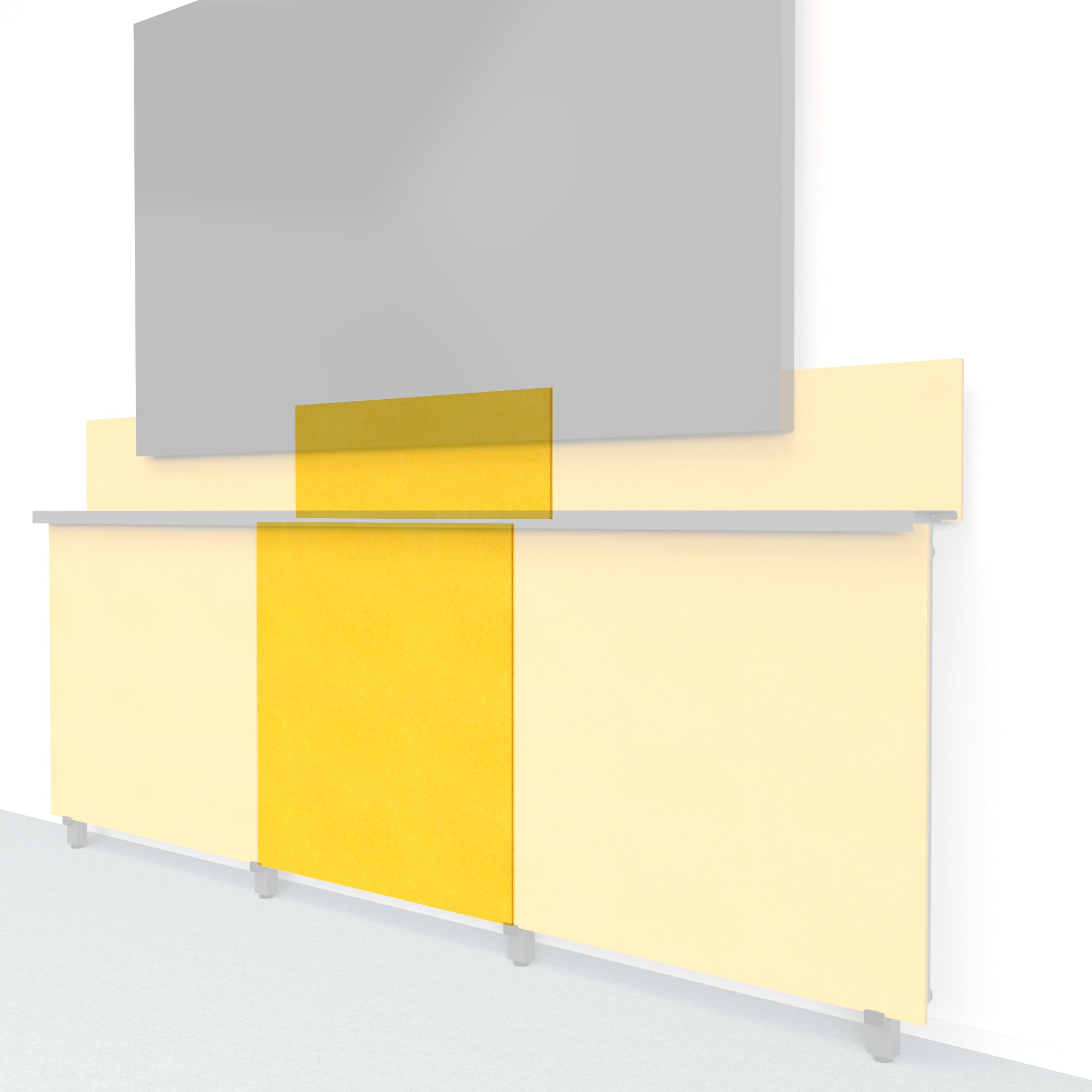 Heckler Framework Tall Inner Panel & Backsplash in Citrine Felt Right — modular citrine yellow PET felt AV wall panel for the Heckler Framework system.