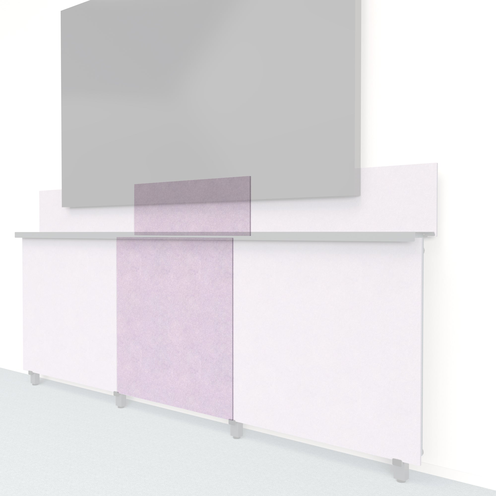 Heckler Framework Tall Inner Panel & Backsplash in Lilac Felt Right — modular lilac PET felt AV wall panel for the Heckler Framework system.