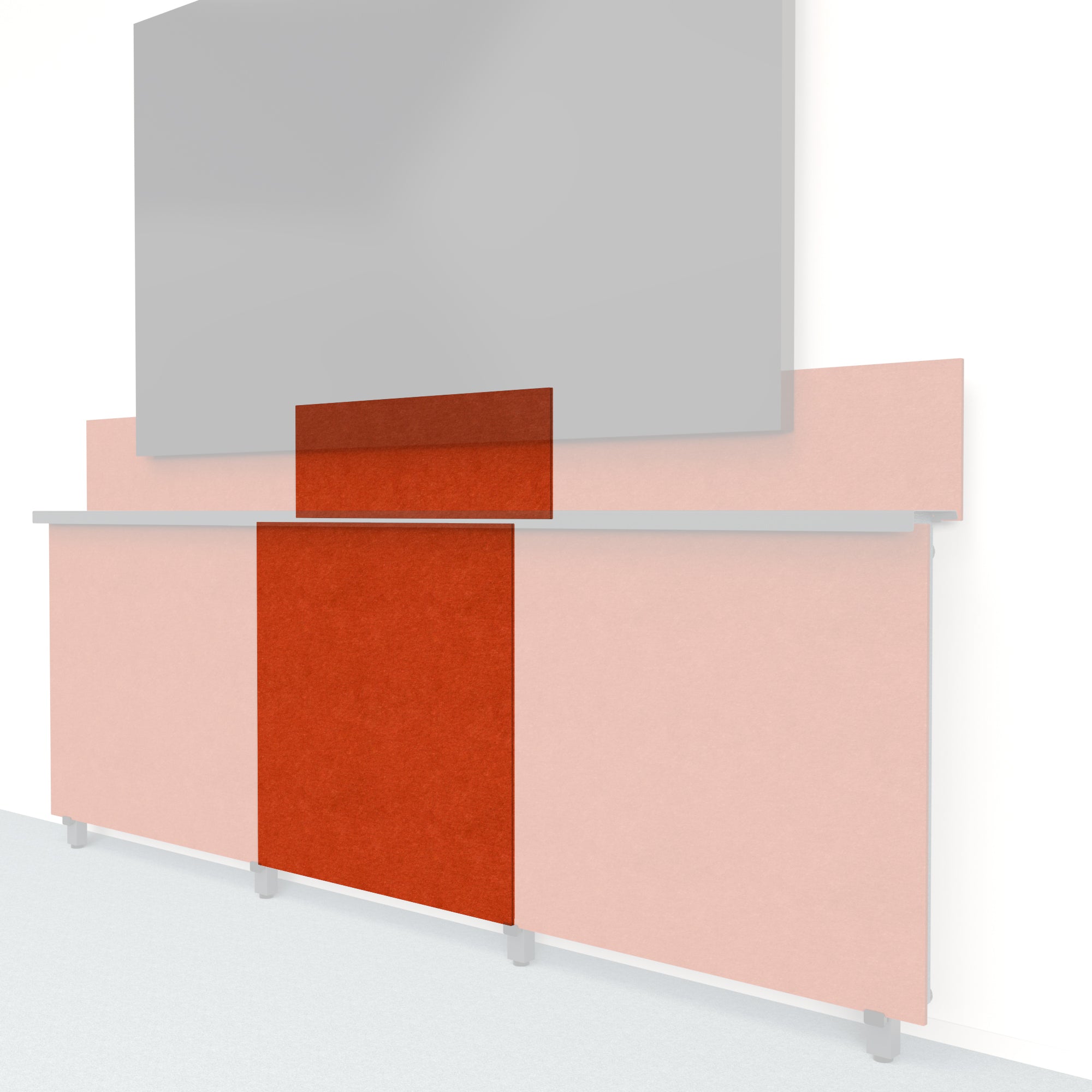 Heckler Framework Tall Inner Panel & Backsplash in Moab Felt Right — modular terracotta rust PET felt AV wall panel for the Heckler Framework system.