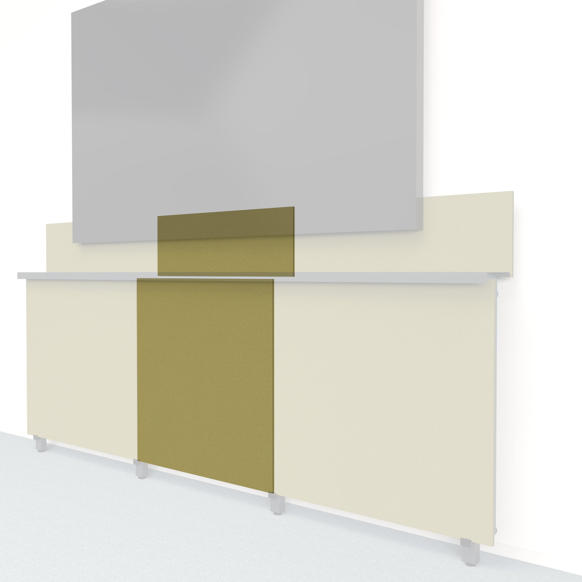 Heckler Framework Tall Inner Panel & Backsplash in Olive Felt Right — modular olive green PET felt AV wall panel for the Heckler Framework system.