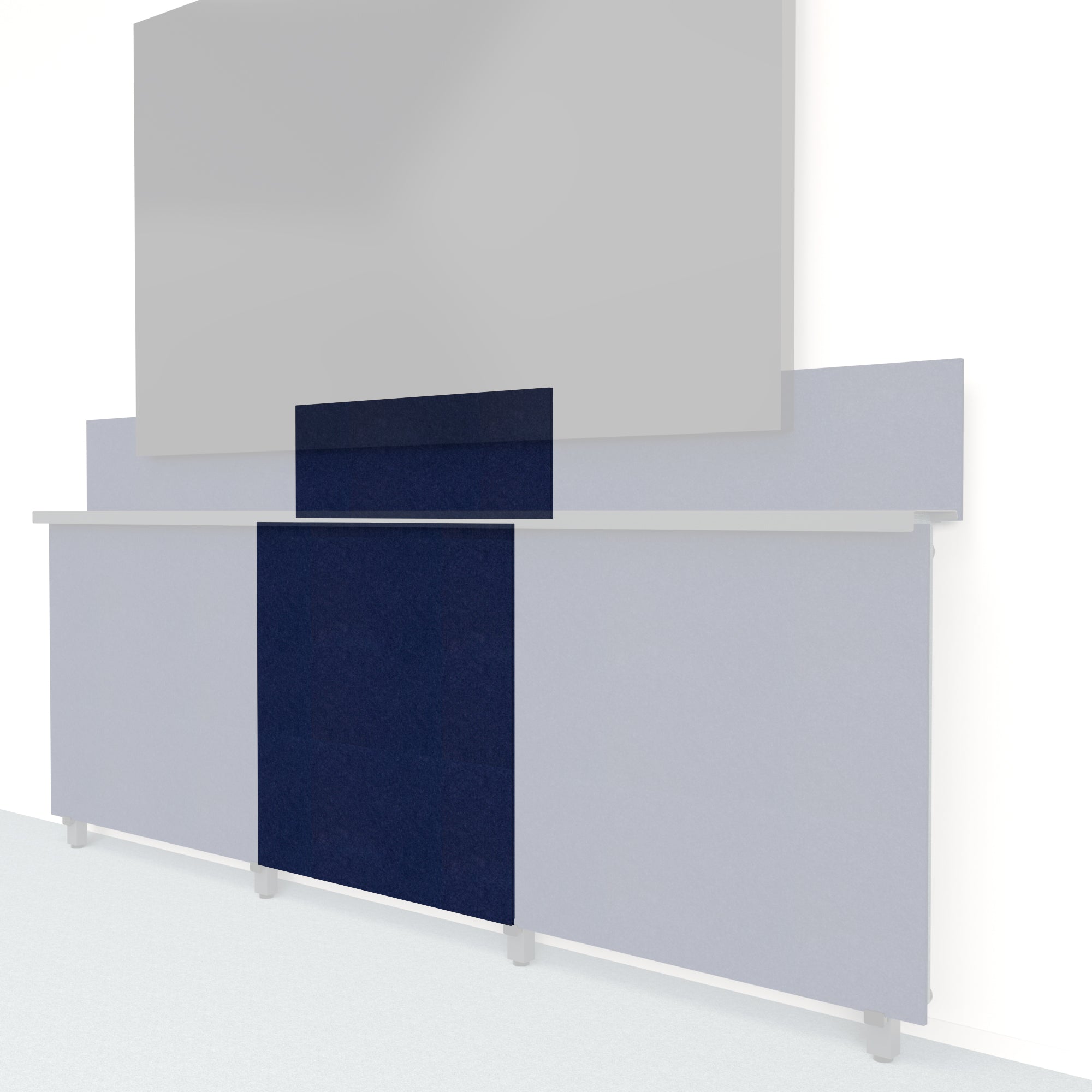 Heckler Framework Tall Inner Panel & Backsplash in Oxford Felt Right — modular oxford blue PET felt AV wall panel for the Heckler Framework system.