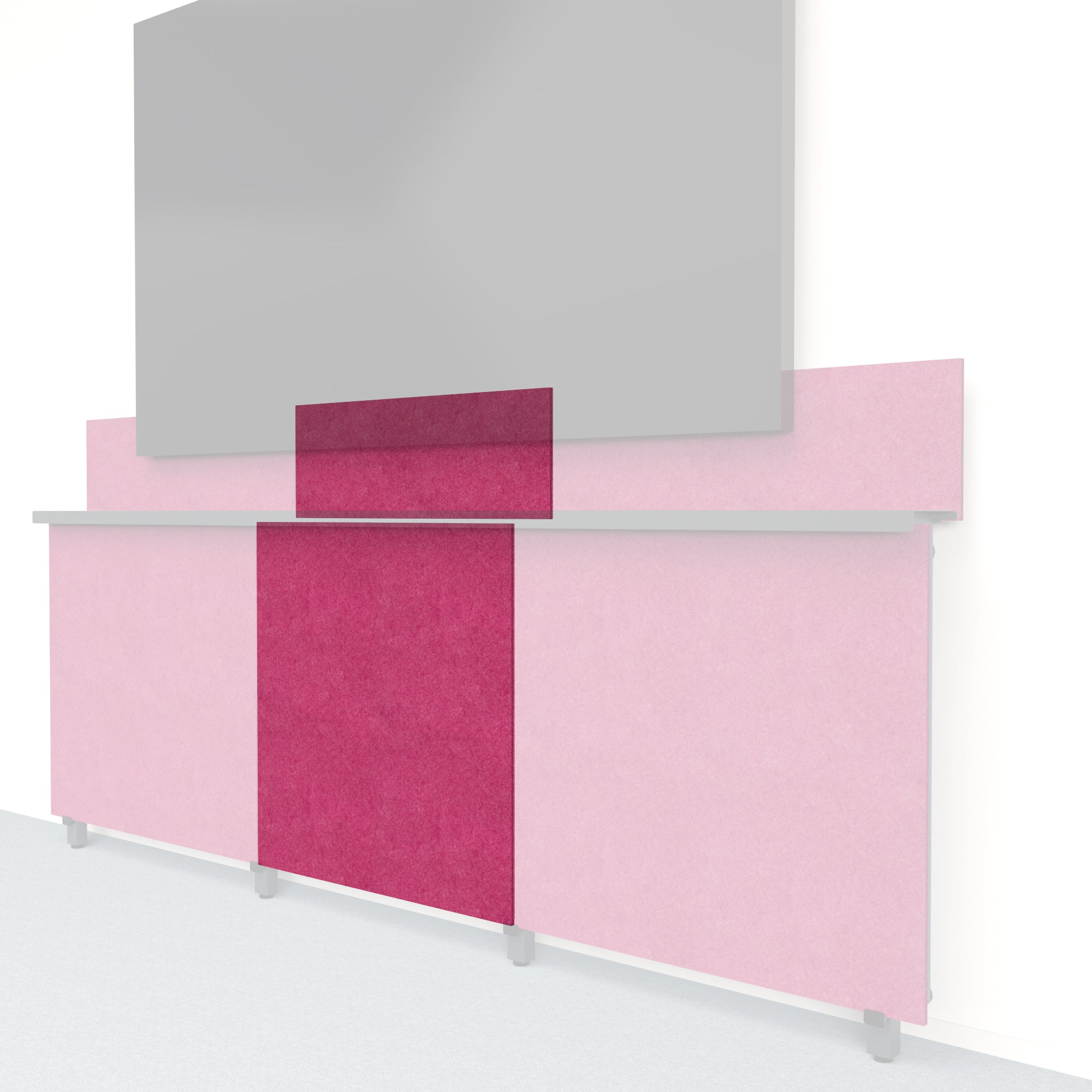 Heckler Framework Tall Inner Panel & Backsplash in Raspberry Felt Right — modular raspberry red PET felt AV wall panel for the Heckler Framework system.