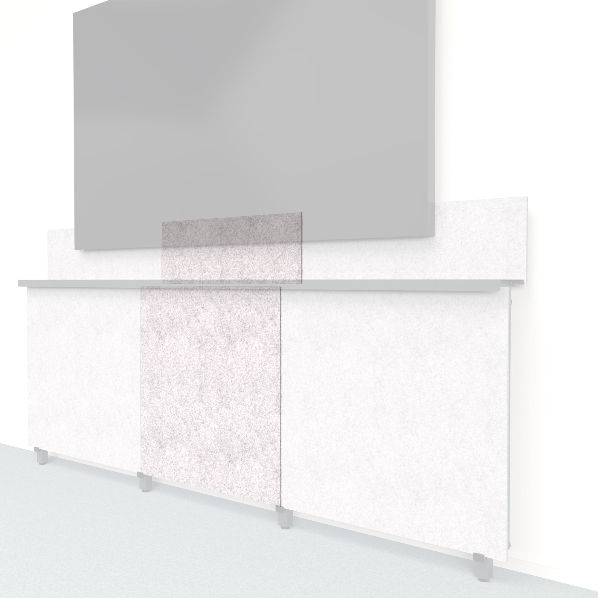 Heckler Framework Tall Inner Panel & Backsplash in Nickel Felt Right — modular nickel silver PET felt AV wall panel for the Heckler Framework system.