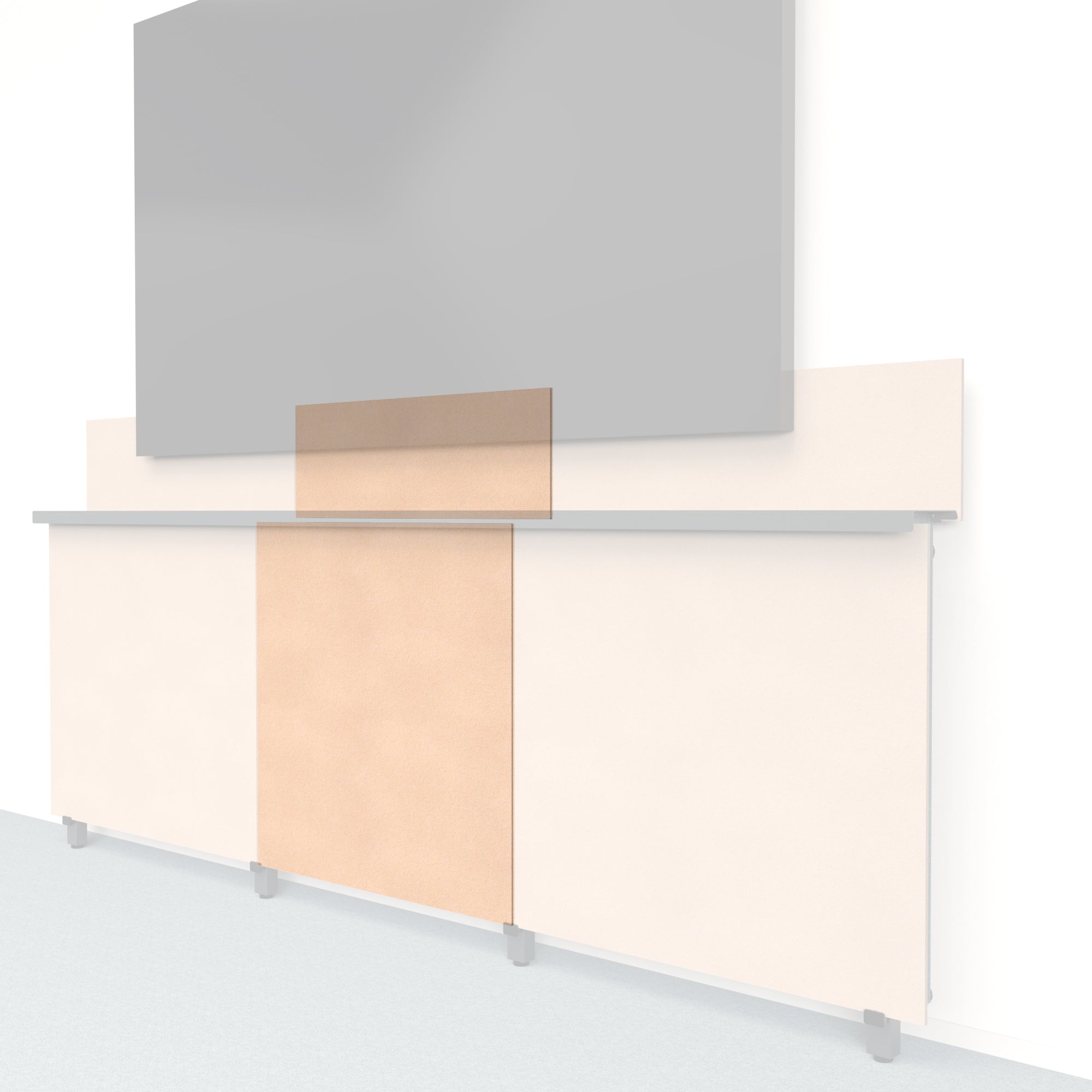 Heckler Framework Tall Inner Panel & Backsplash in Porcelain Felt Right — modular porcelain white PET felt AV wall panel for the Heckler Framework system.