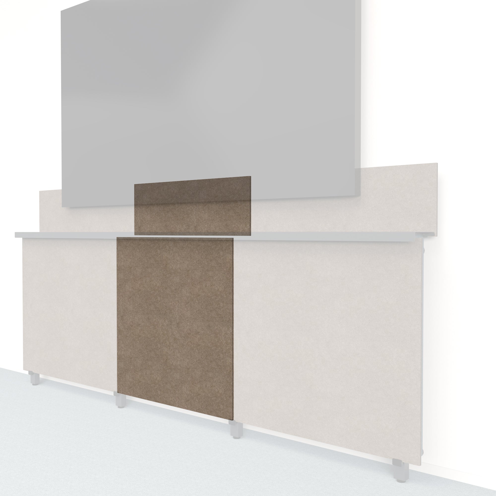 Heckler Framework Tall Inner Panel & Backsplash in Timber Felt Right — modular timber brown PET felt AV wall panel for the Heckler Framework system.