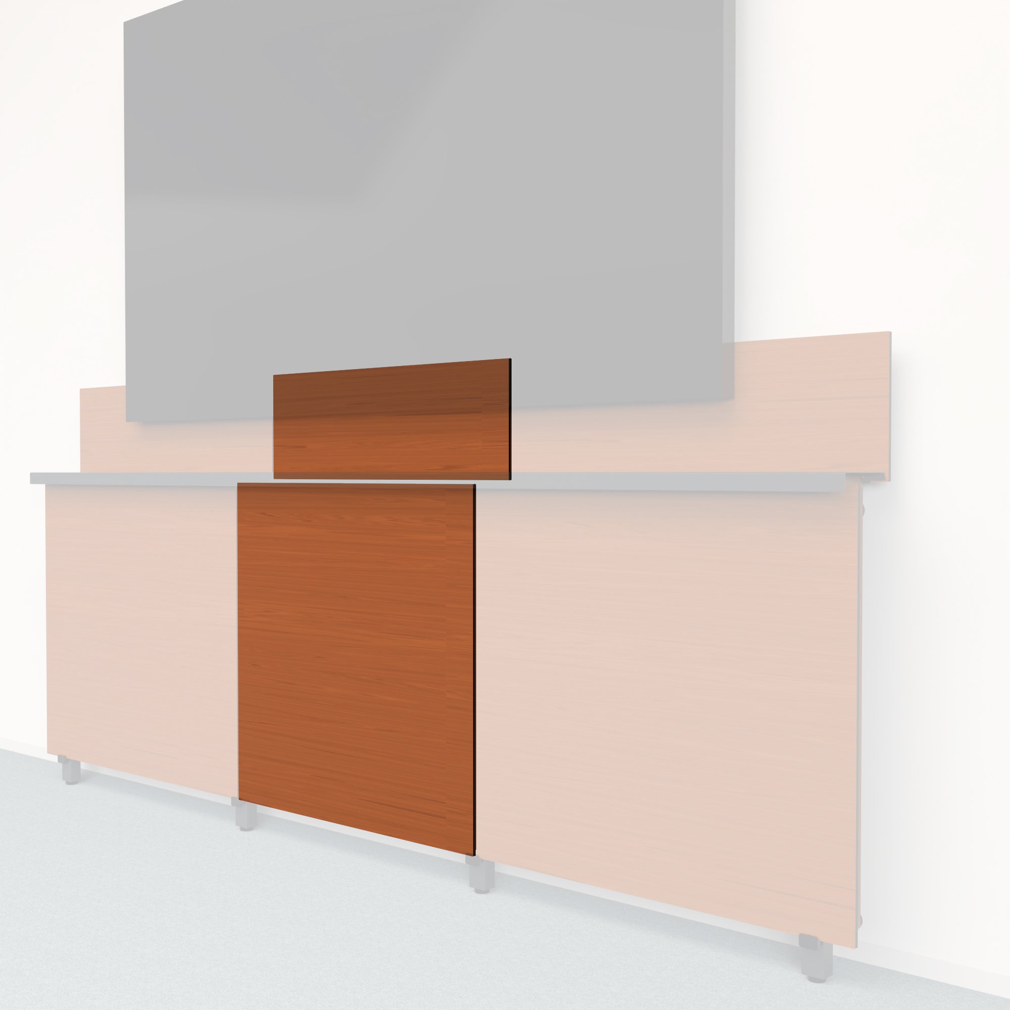 Heckler Framework Tall Inner Panel & Backsplash in Wild Cherry wood look — modular cherry-woodgrain AV wall panel for the Heckler Framework system.