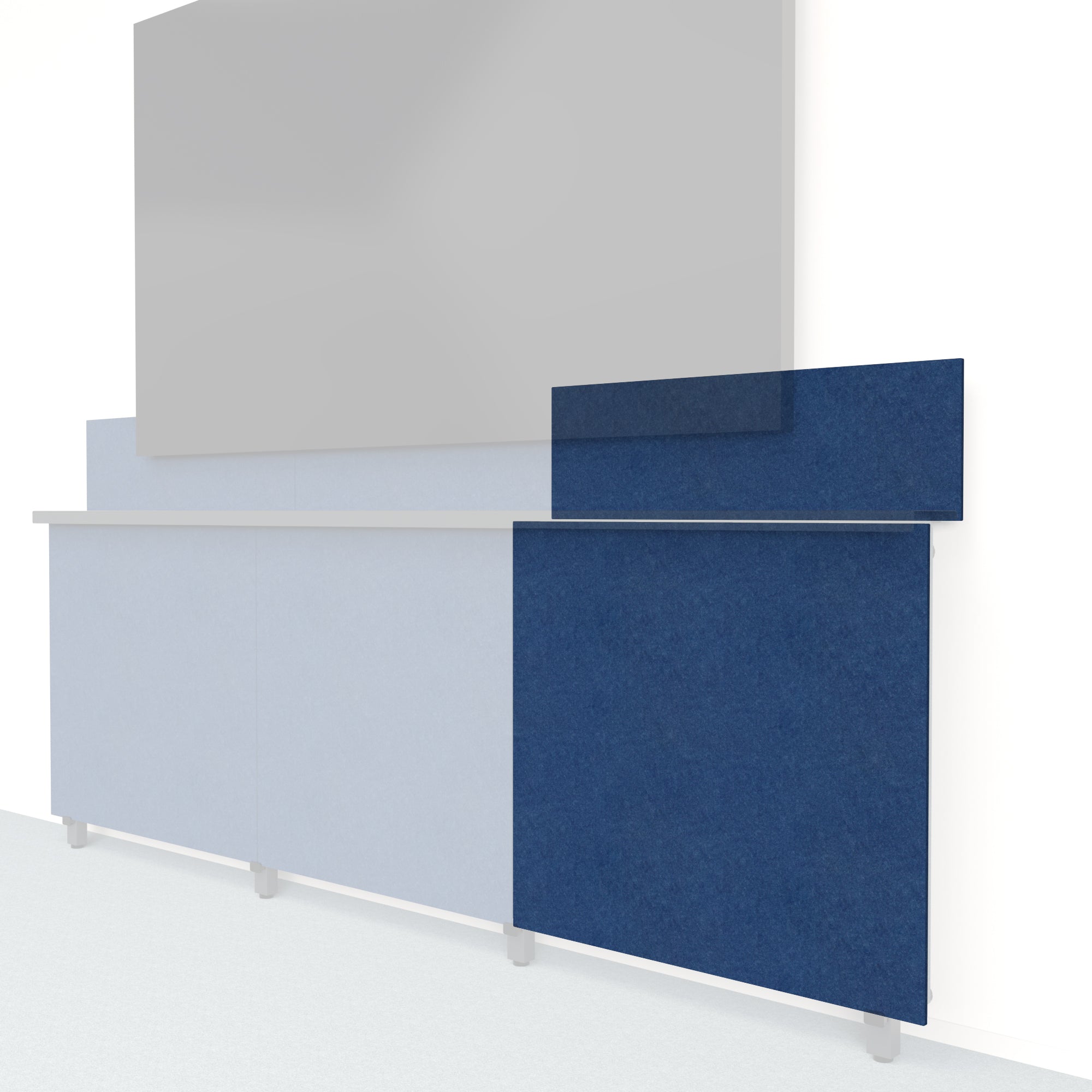 Heckler Framework Tall Outer Panel & Backsplash in Admiral Felt Right — modular admiral navy PET felt AV wall panel for the Heckler Framework system.