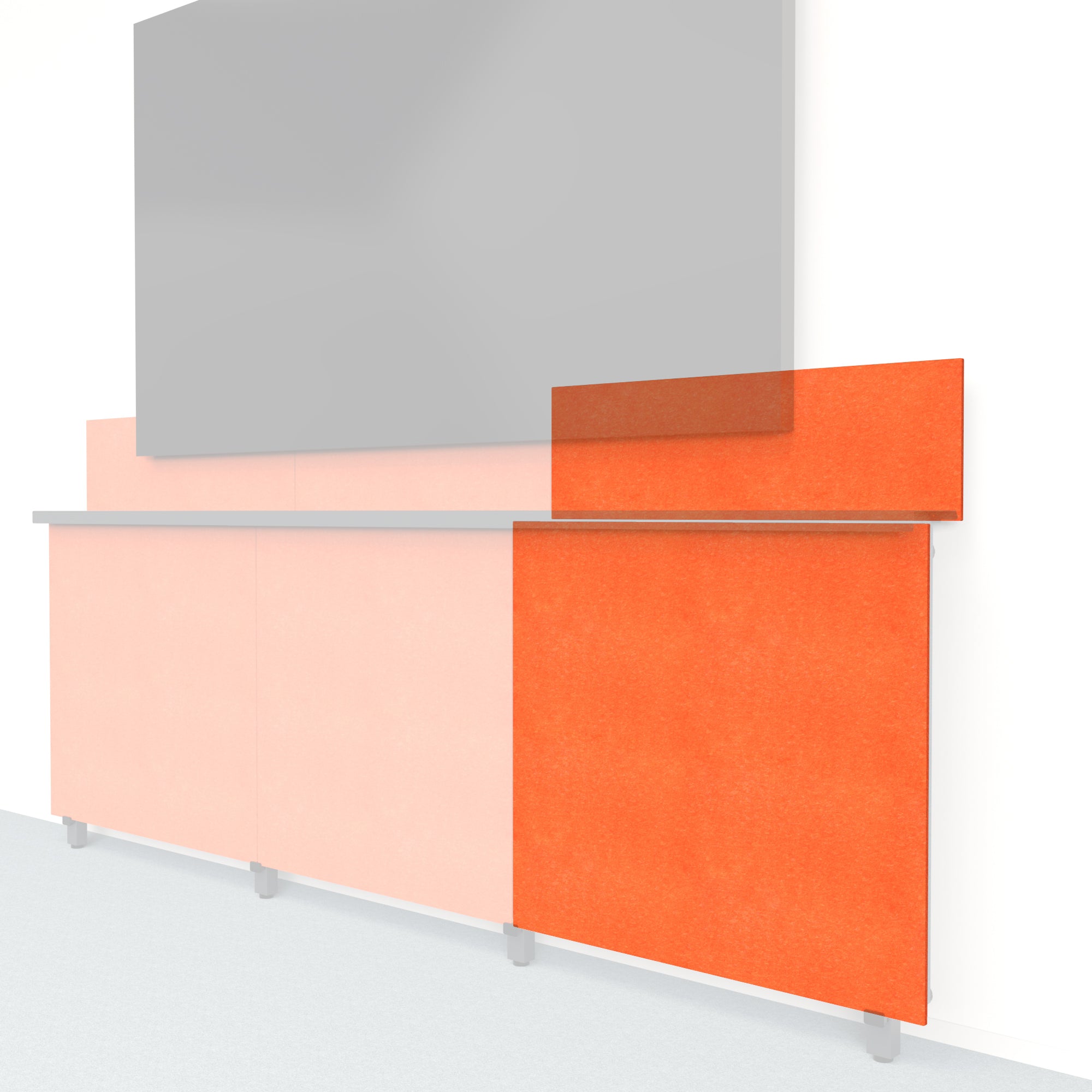 Heckler Framework Tall Outer Panel & Backsplash in Aries Felt Right — modular aries red PET felt AV wall panel for the Heckler Framework system.