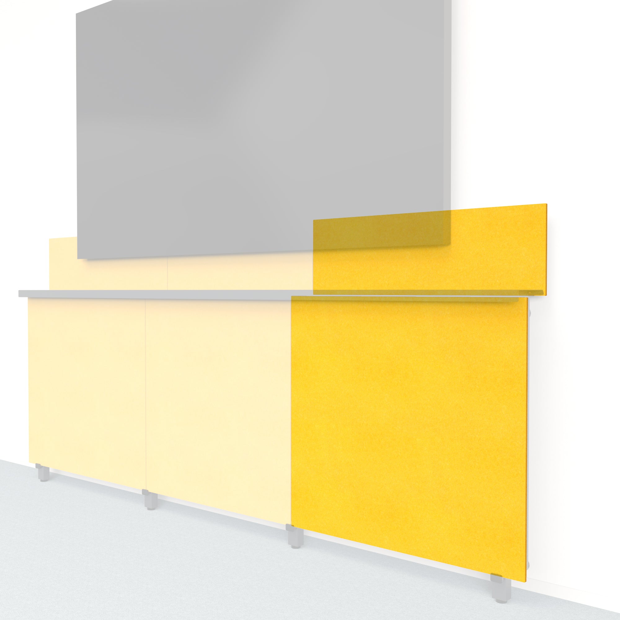 Heckler Framework Tall Outer Panel & Backsplash in Citrine Felt Right — modular citrine yellow PET felt AV wall panel for the Heckler Framework system.