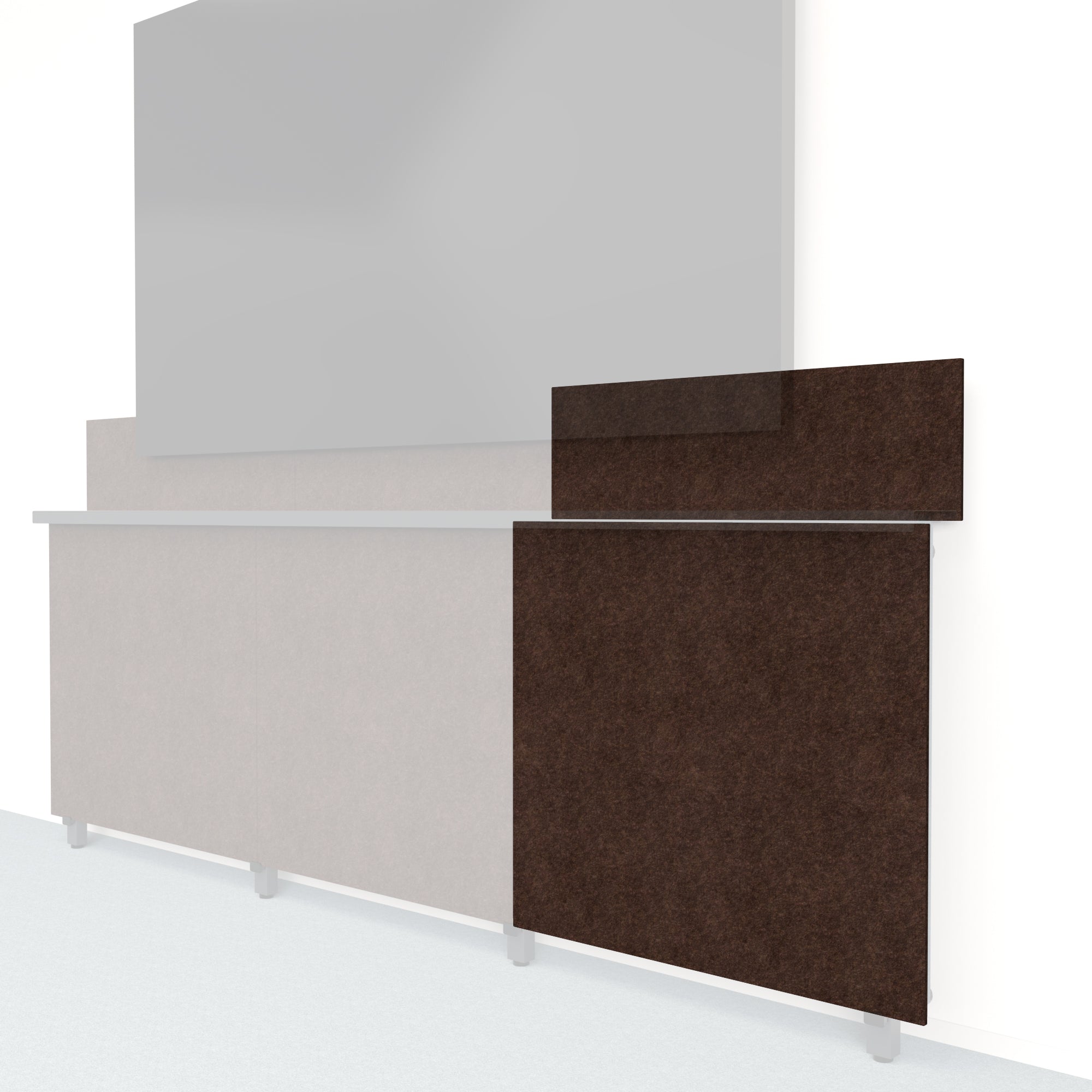 Heckler Framework Tall Outer Panel & Backsplash in Cocoa Felt Right — modular cocoa brown PET felt AV wall panel for the Heckler Framework system.