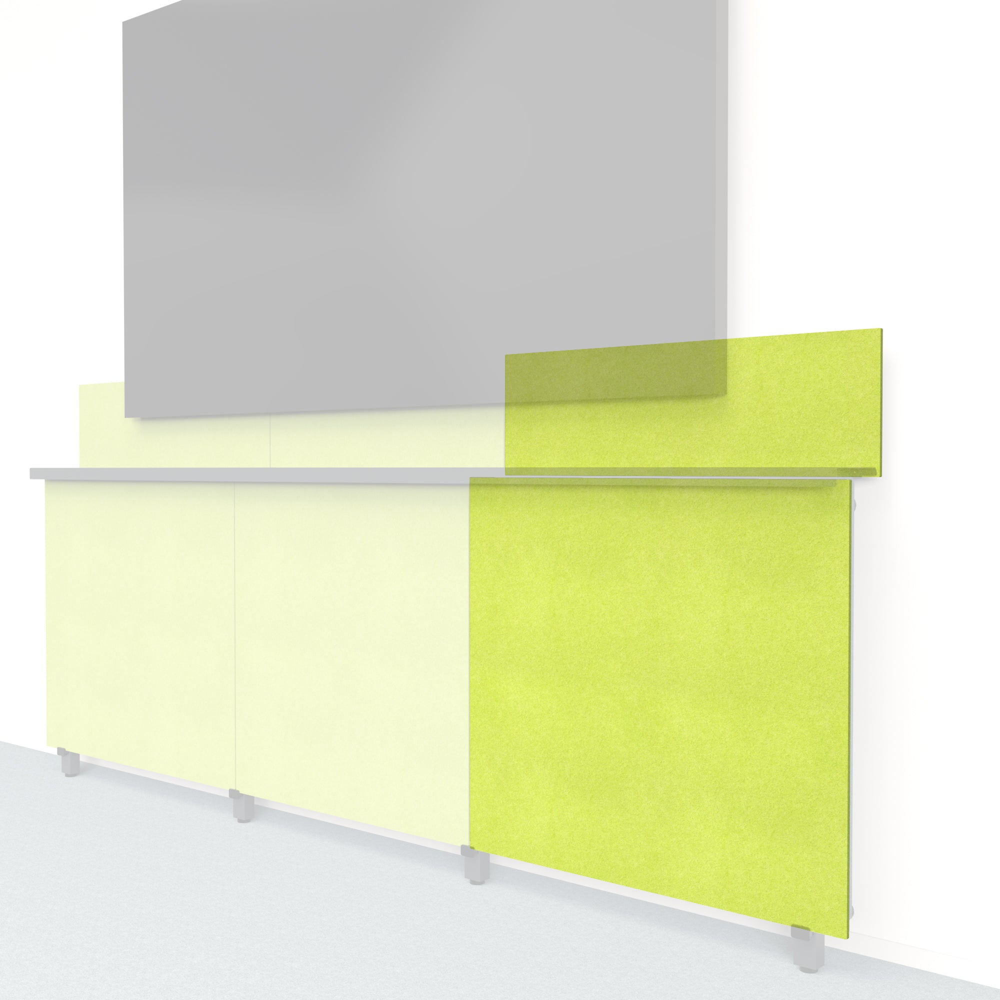 Heckler Framework Tall Outer Panel & Backsplash in Kiwi Felt Right — modular kiwi green PET felt AV wall panel for the Heckler Framework system.