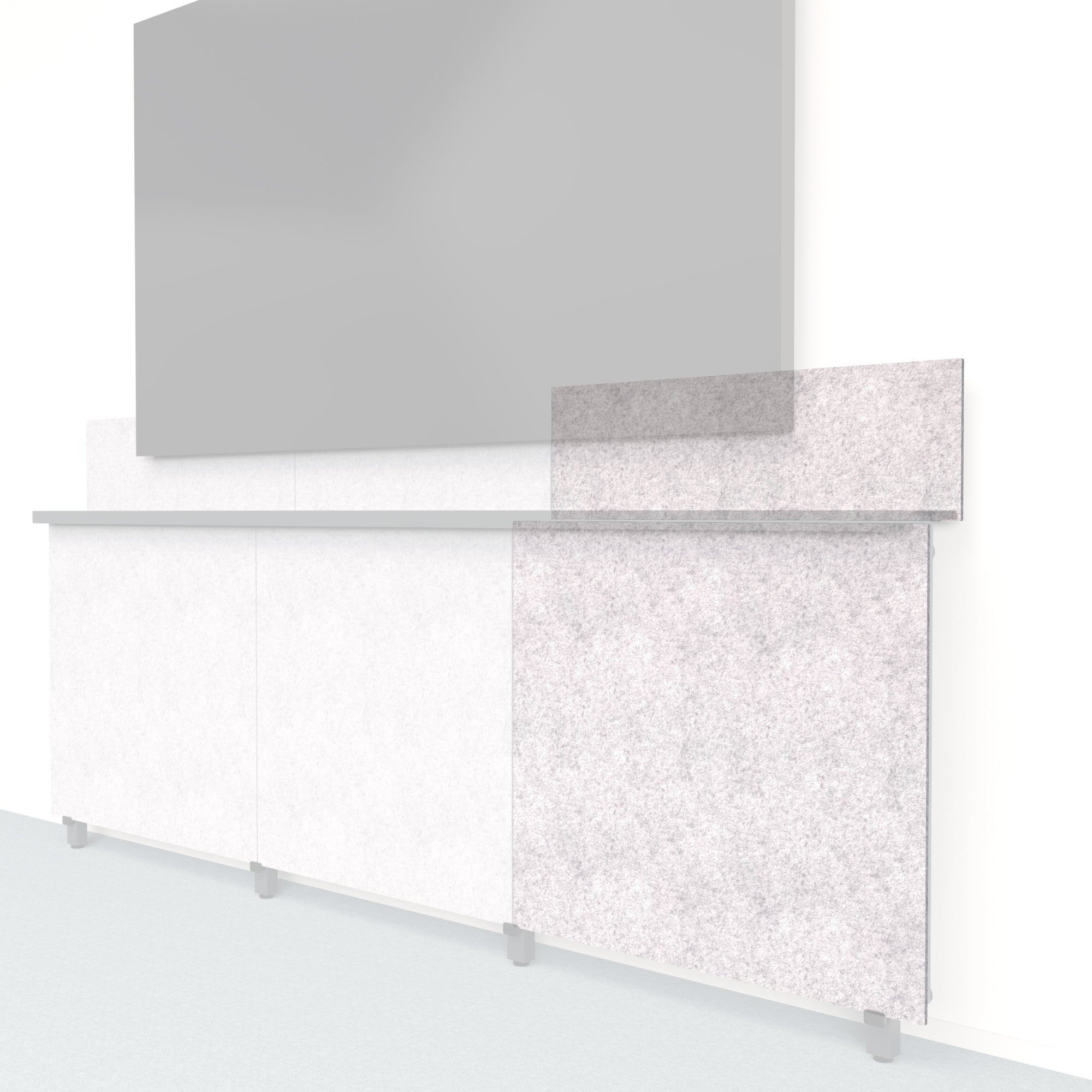 Heckler Framework Tall Outer Panel & Backsplash in Nickel Felt Right — modular nickel silver PET felt AV wall panel for the Heckler Framework system.