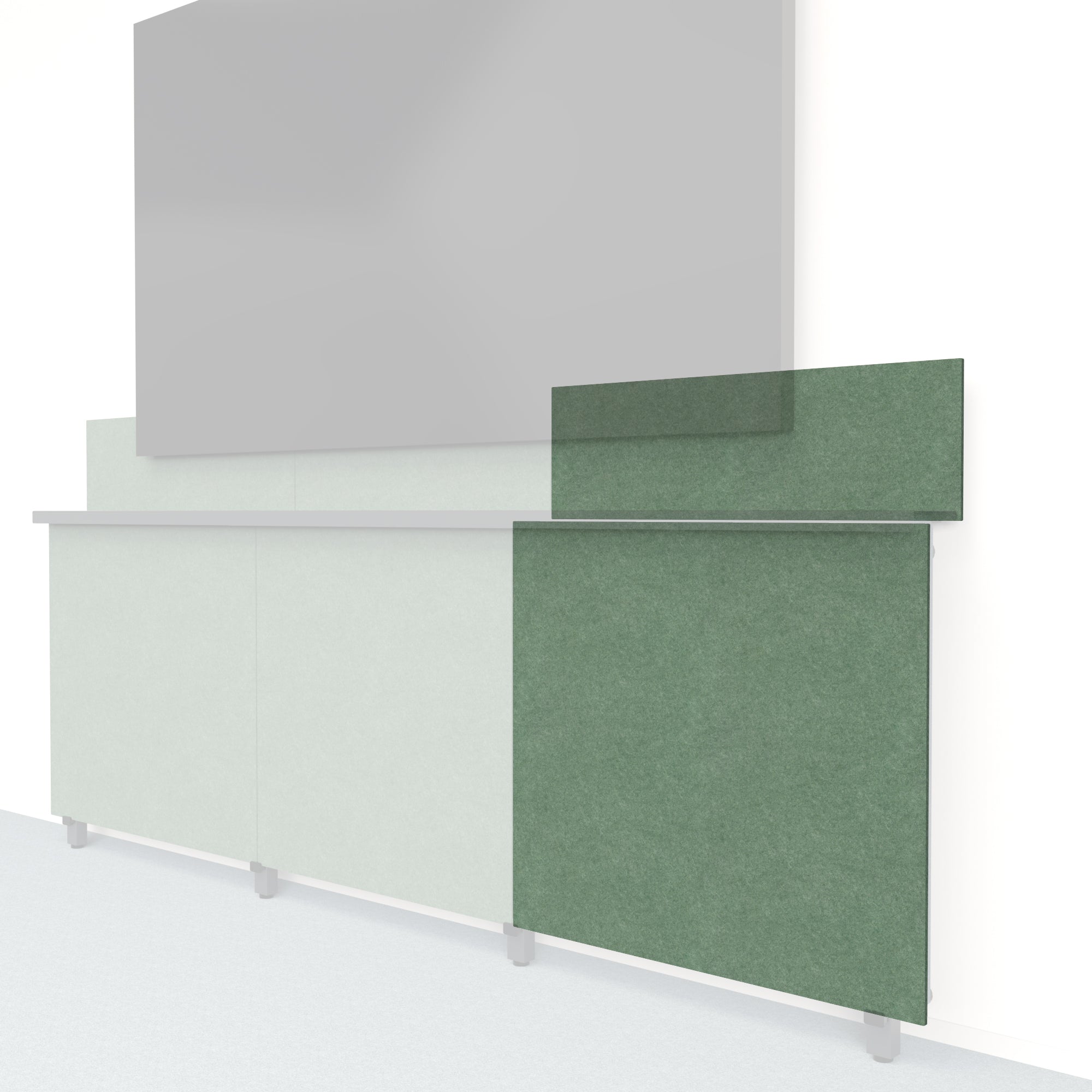 Heckler Framework Tall Outer Panel & Backsplash in Palm Felt Right — modular deep palm green PET felt AV wall panel for the Heckler Framework system.
