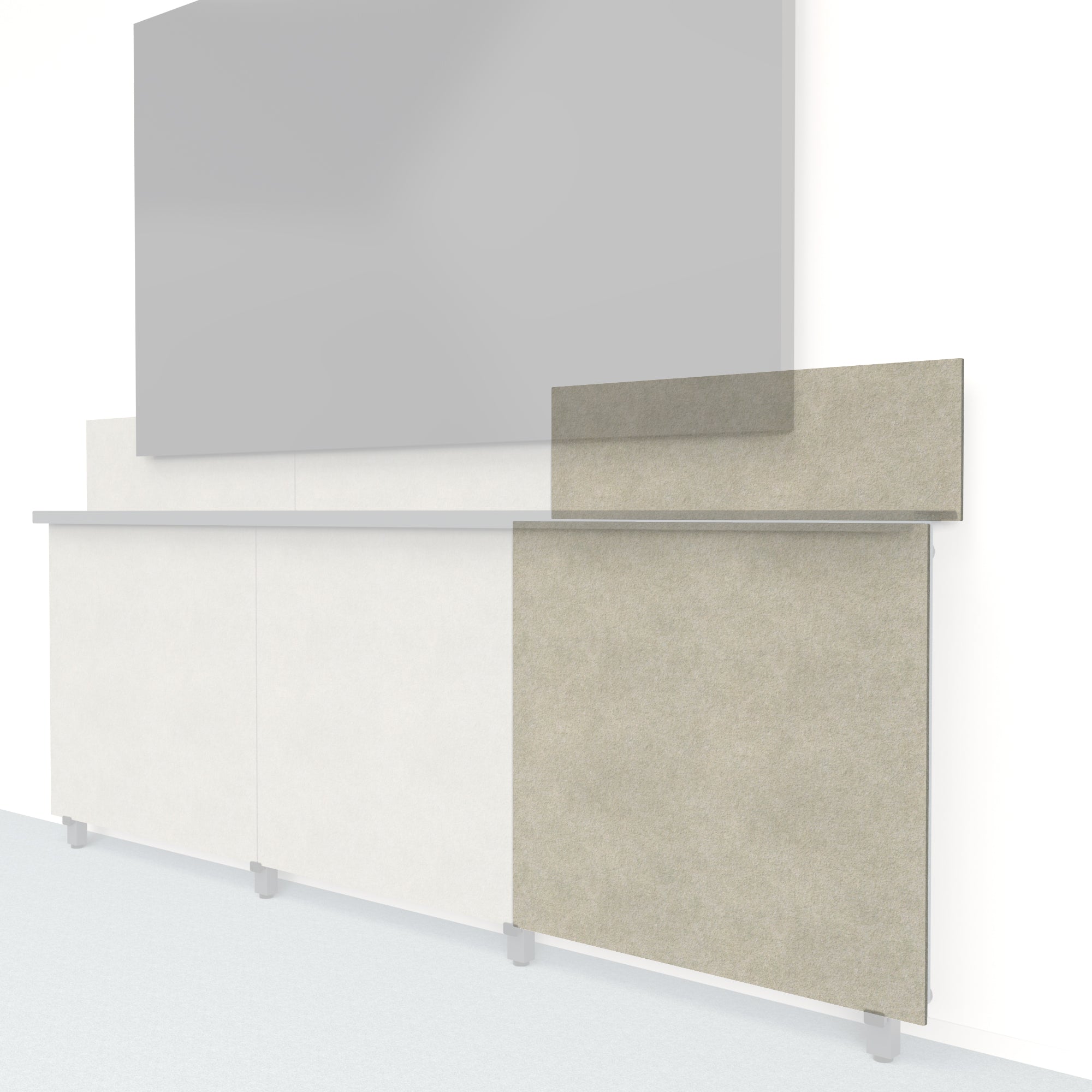 Heckler Framework Tall Outer Panel & Backsplash in Sage Felt Right — modular sage green PET felt AV wall panel for the Heckler Framework system.