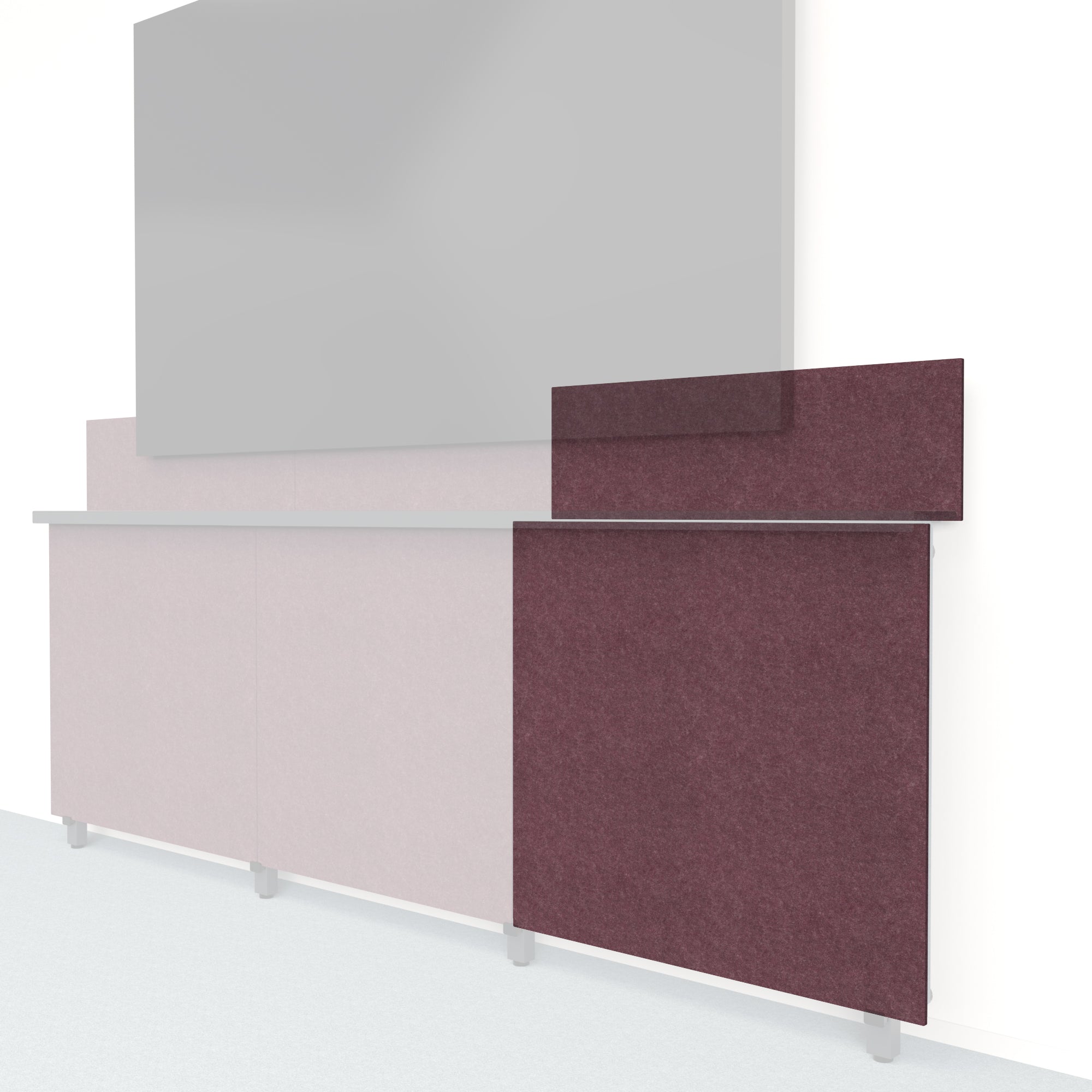 Heckler Framework Tall Outer Panel & Backsplash in Wine Felt Right — modular wine burgundy PET felt AV wall panel for the Heckler Framework system.