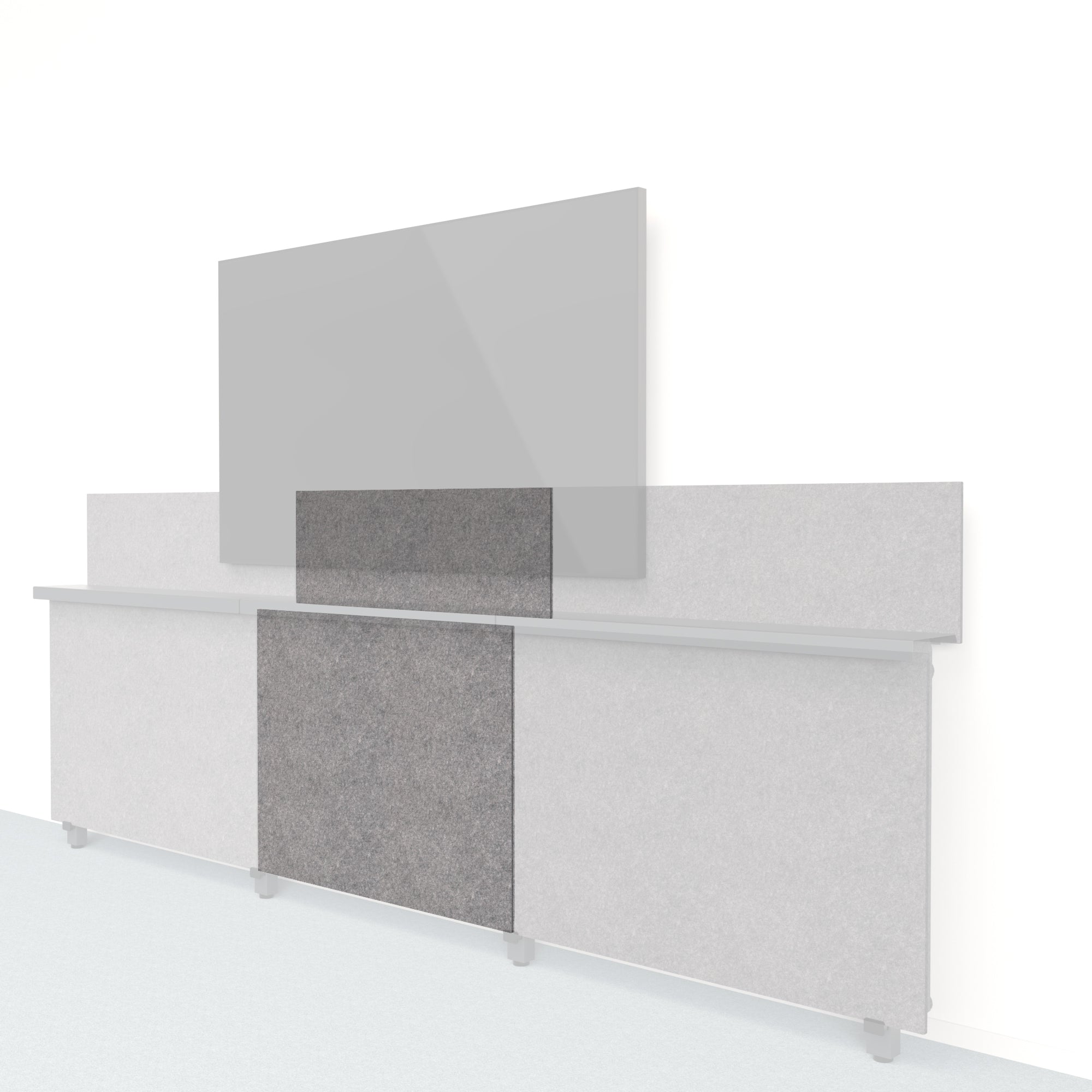 Heckler Framework Short Inner Panel & Backsplash in Armor Felt Right — modular charcoal gray PET felt AV wall panel for the Heckler Framework system.