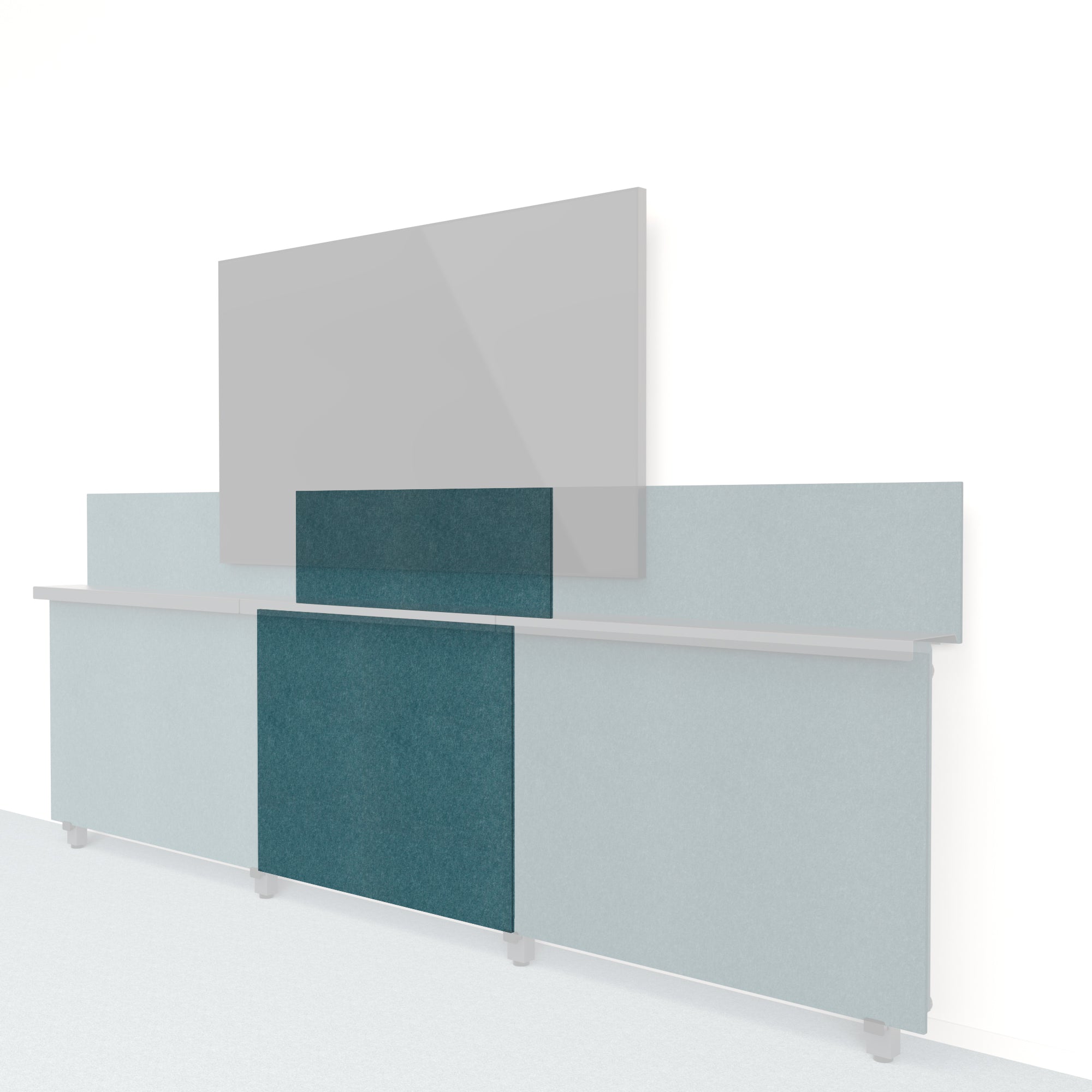 Heckler Framework Short Inner Panel & Backsplash in Atlantic Felt Right — modular atlantic blue PET felt AV wall panel for the Heckler Framework system.