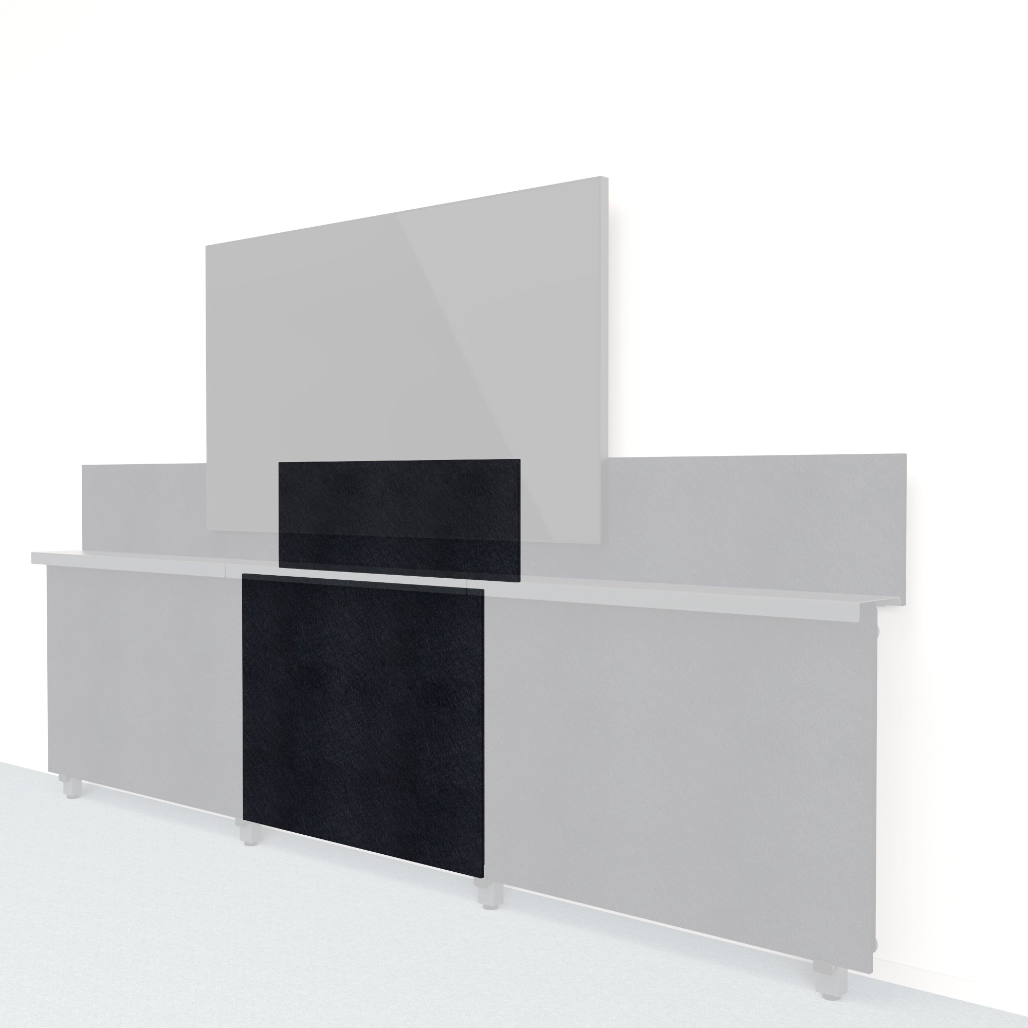 Heckler Framework Short Inner Panel & Backsplash in Ebony Felt Right — modular ebony black PET felt AV wall panel for the Heckler Framework system.