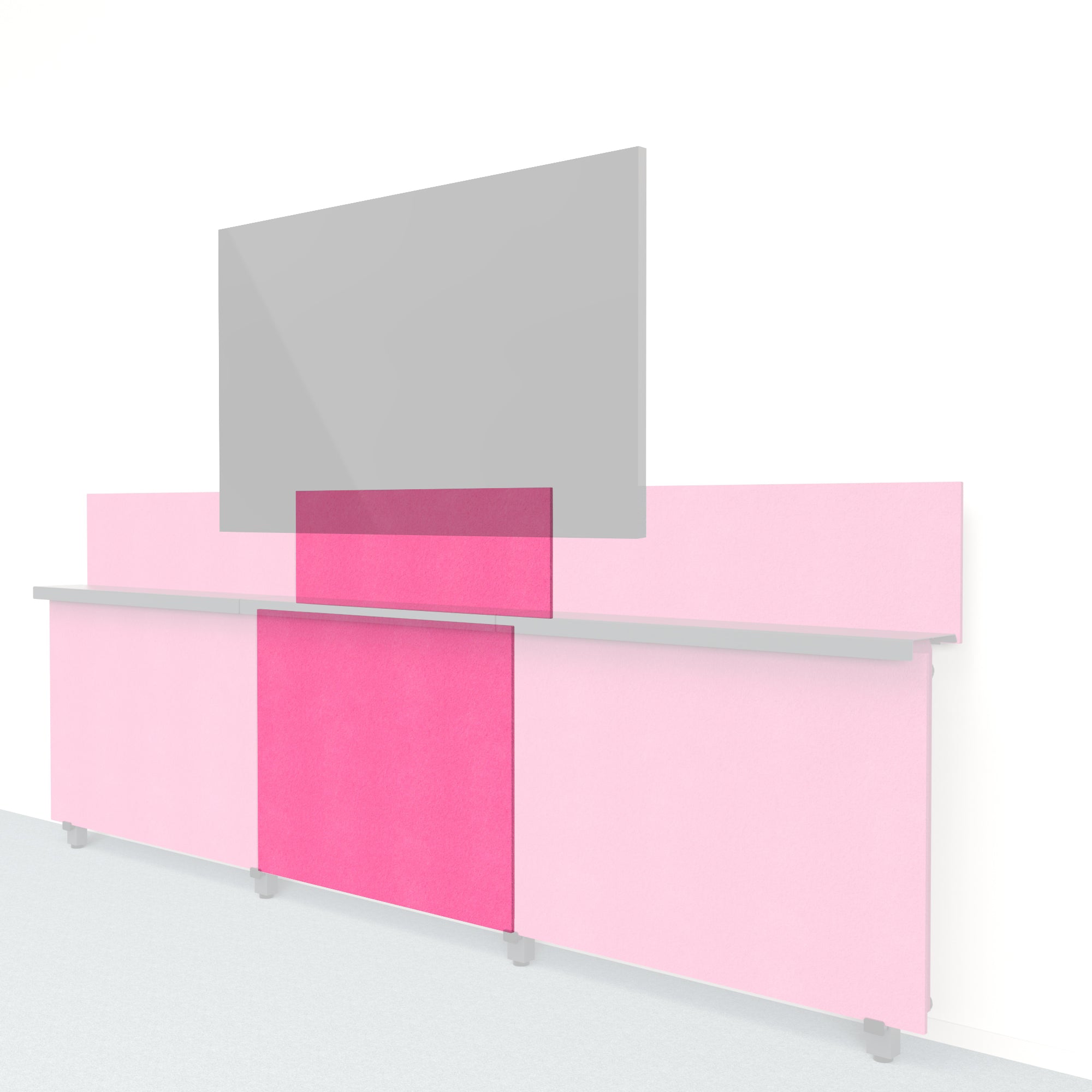 Heckler Framework Short Inner Panel & Backsplash in Hot Pink Felt Right — modular hot pink PET felt AV wall panel for the Heckler Framework system.