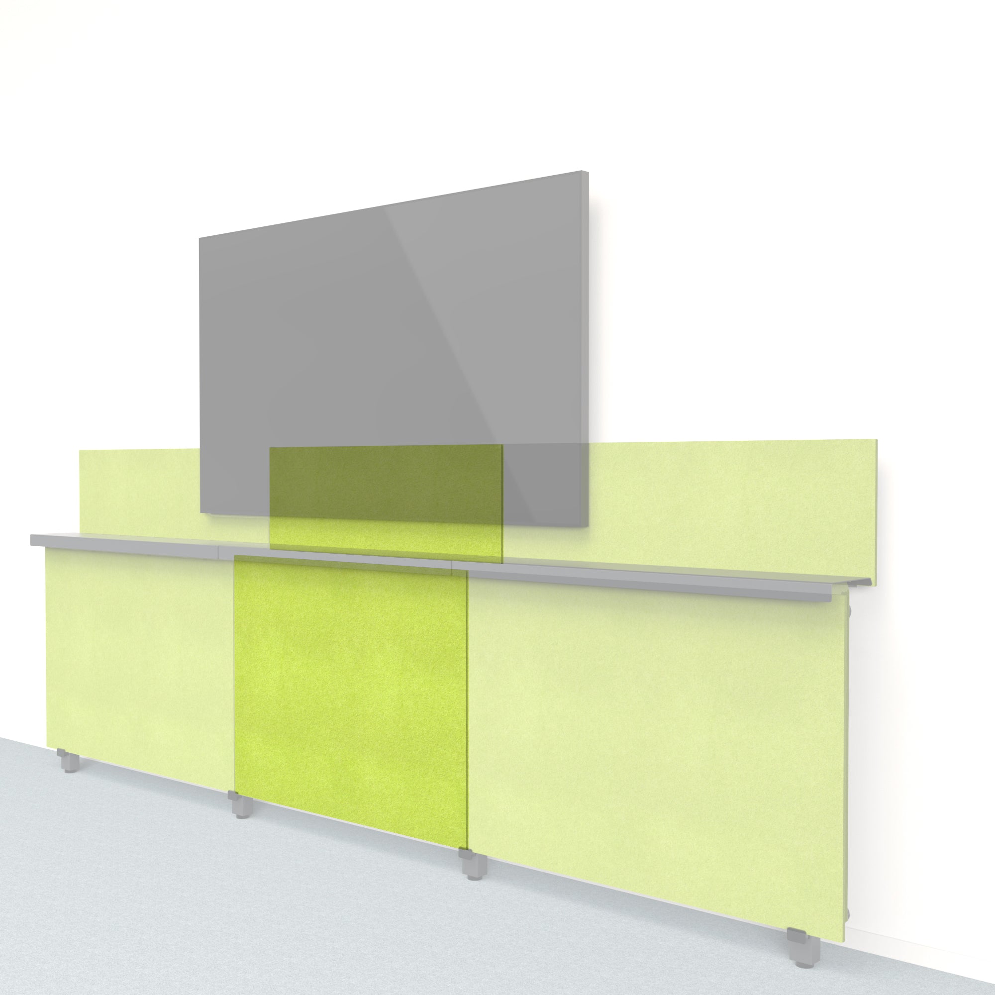 Heckler Framework Short Inner Panel & Backsplash in Kiwi Felt Right — modular kiwi green PET felt AV wall panel for the Heckler Framework system.