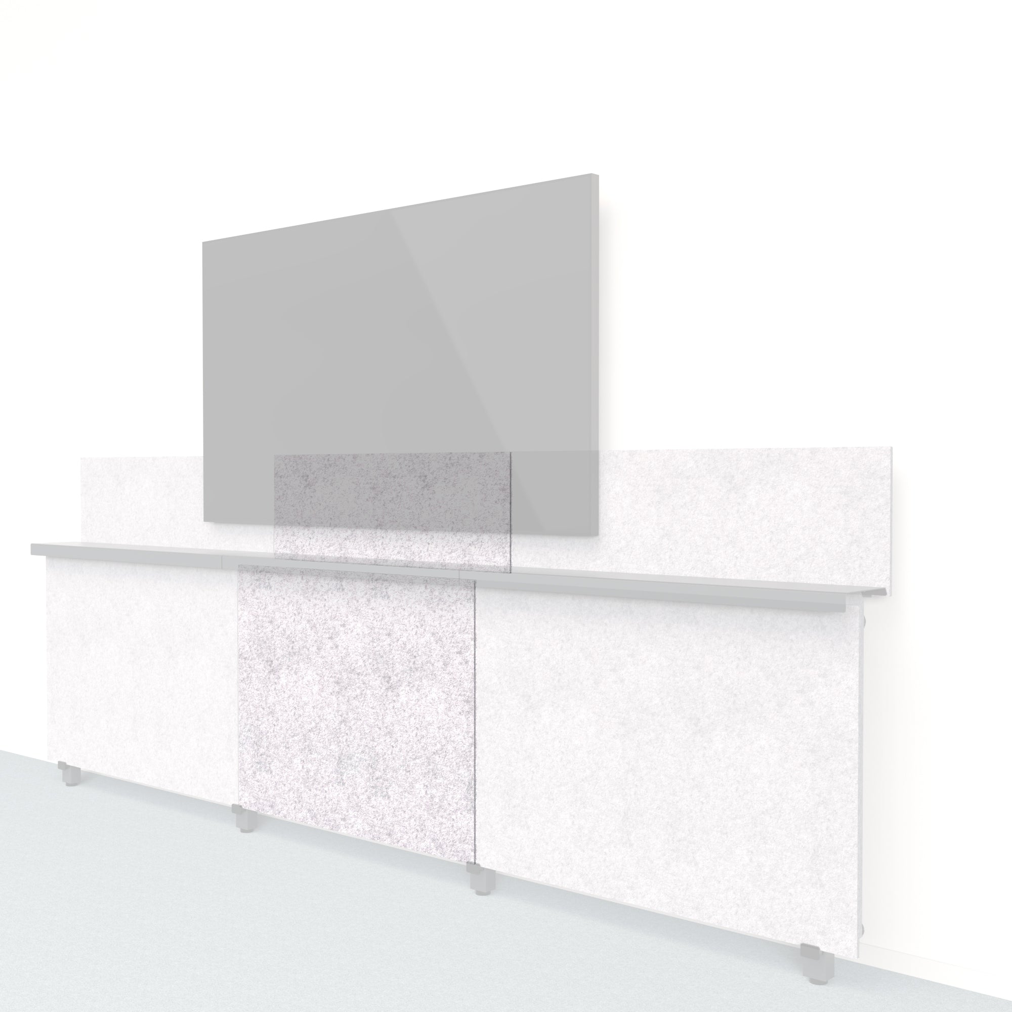 Heckler Framework Short Inner Panel & Backsplash in Nickel Felt Right — modular nickel silver PET felt AV wall panel for the Heckler Framework system.