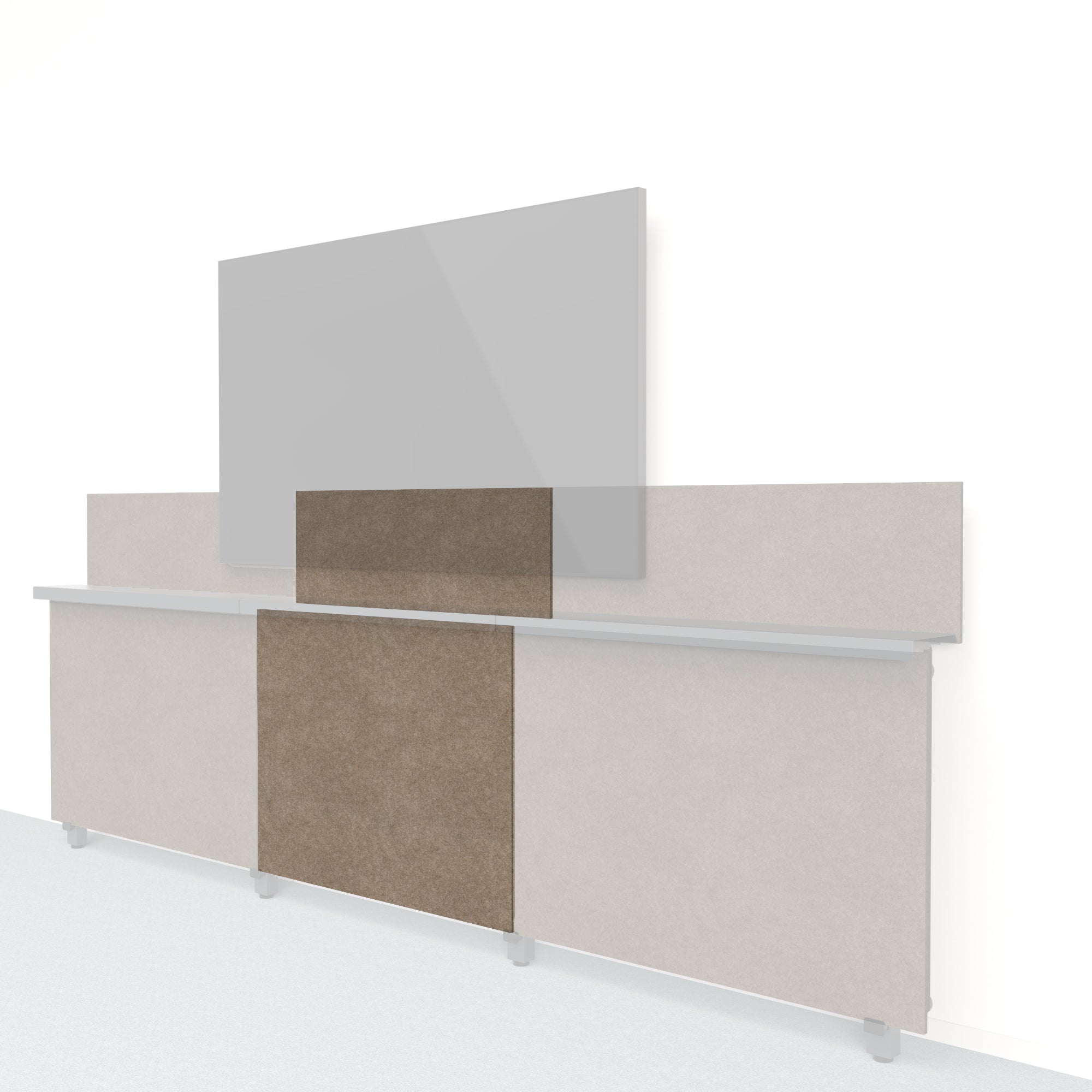 Heckler Framework Short Inner Panel & Backsplash in Timber Felt Right — modular timber brown PET felt AV wall panel for the Heckler Framework system.