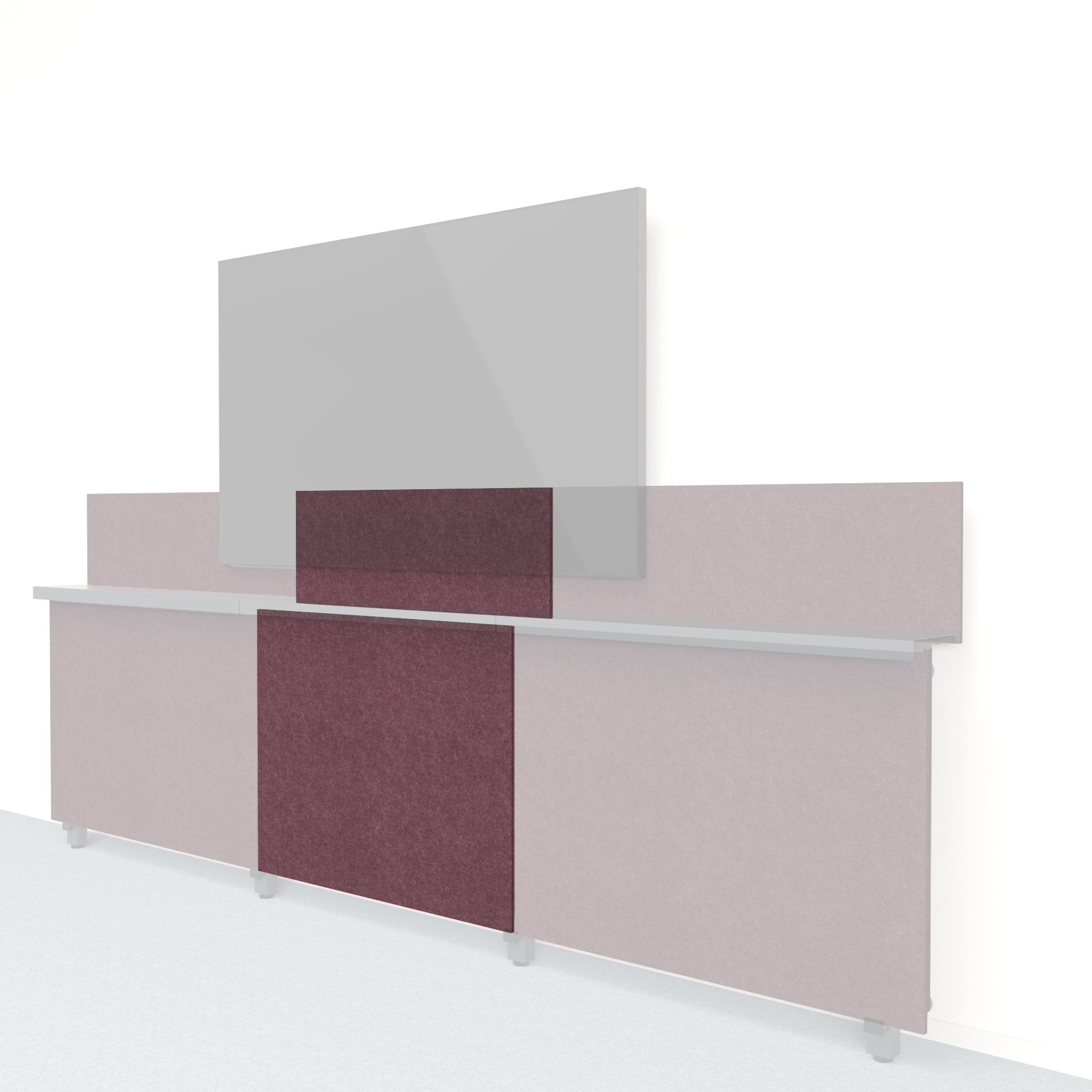 Heckler Framework Short Inner Panel & Backsplash in Wine Felt Right — modular wine burgundy PET felt AV wall panel for the Heckler Framework system.