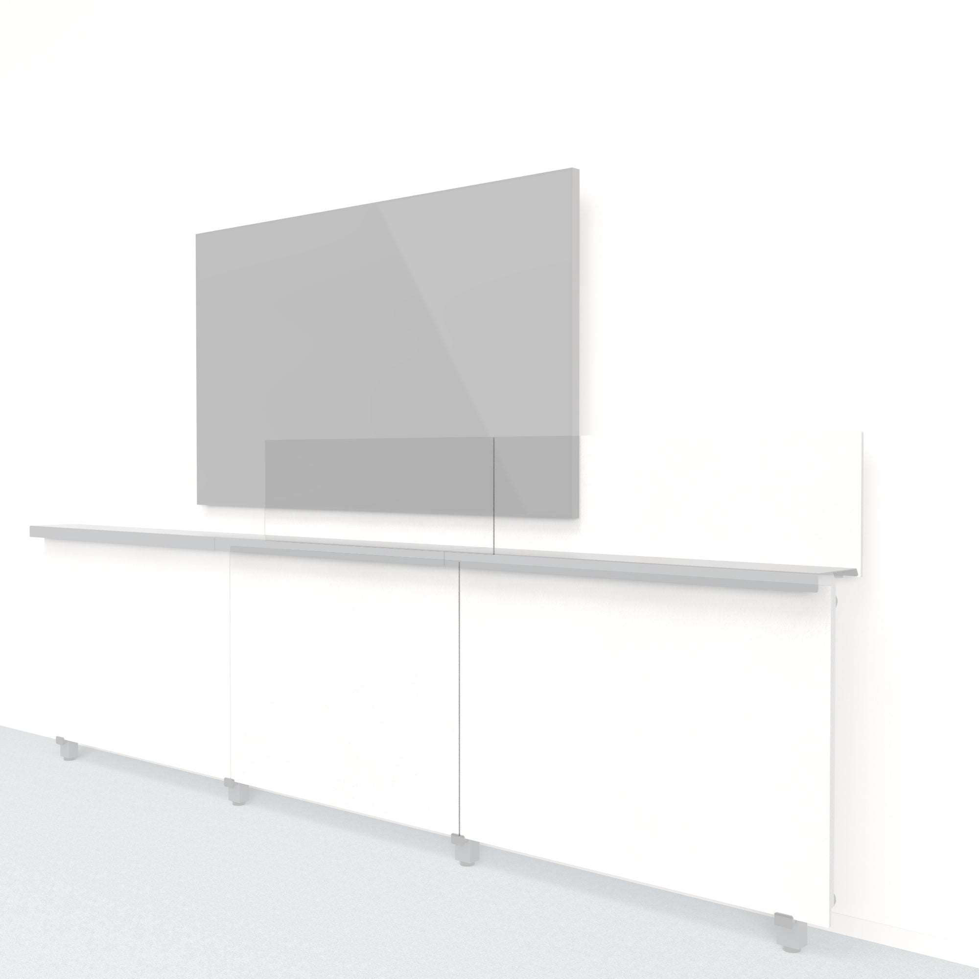 Heckler Framework Short Inner Panel & Backsplash in Zinc Felt Right — modular zinc gray PET felt AV wall panel for the Heckler Framework system.