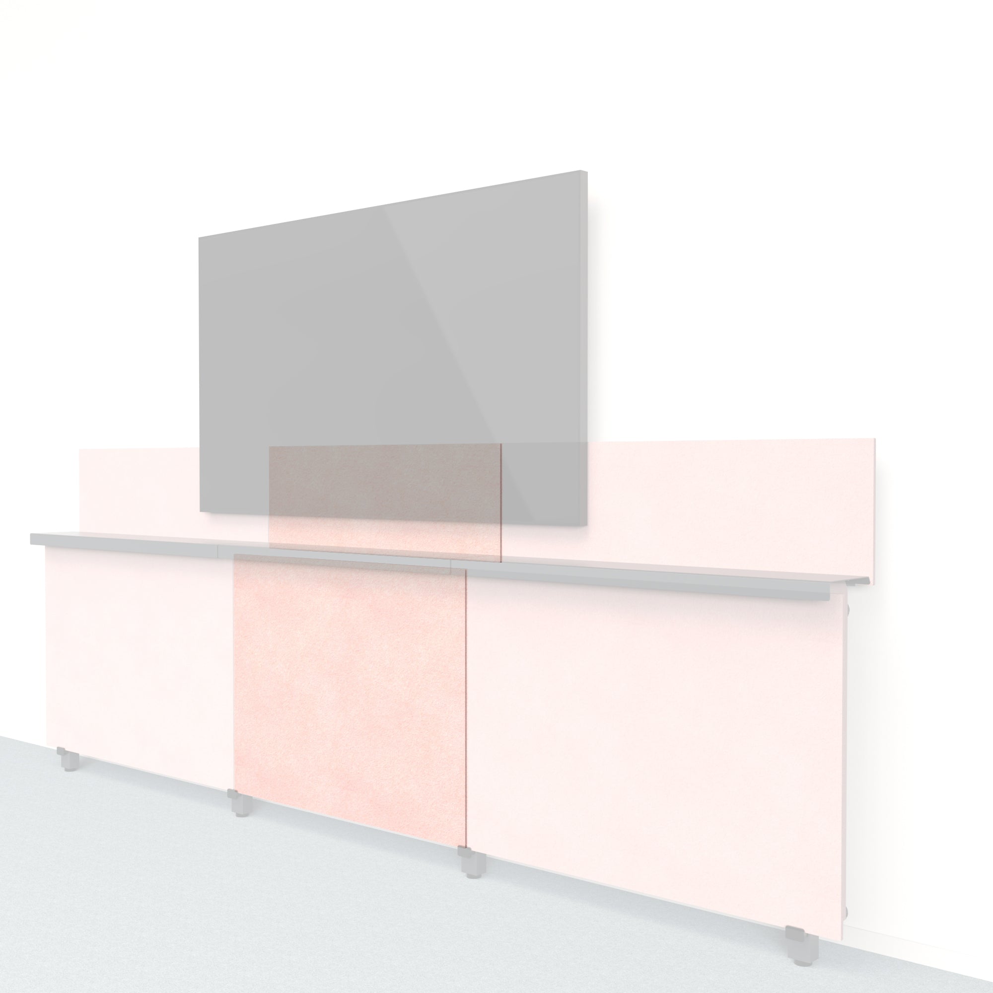 Heckler Framework Short Inner Panel & Backsplash in Coral Felt Right — modular coral PET felt AV wall panel for the Heckler Framework system.