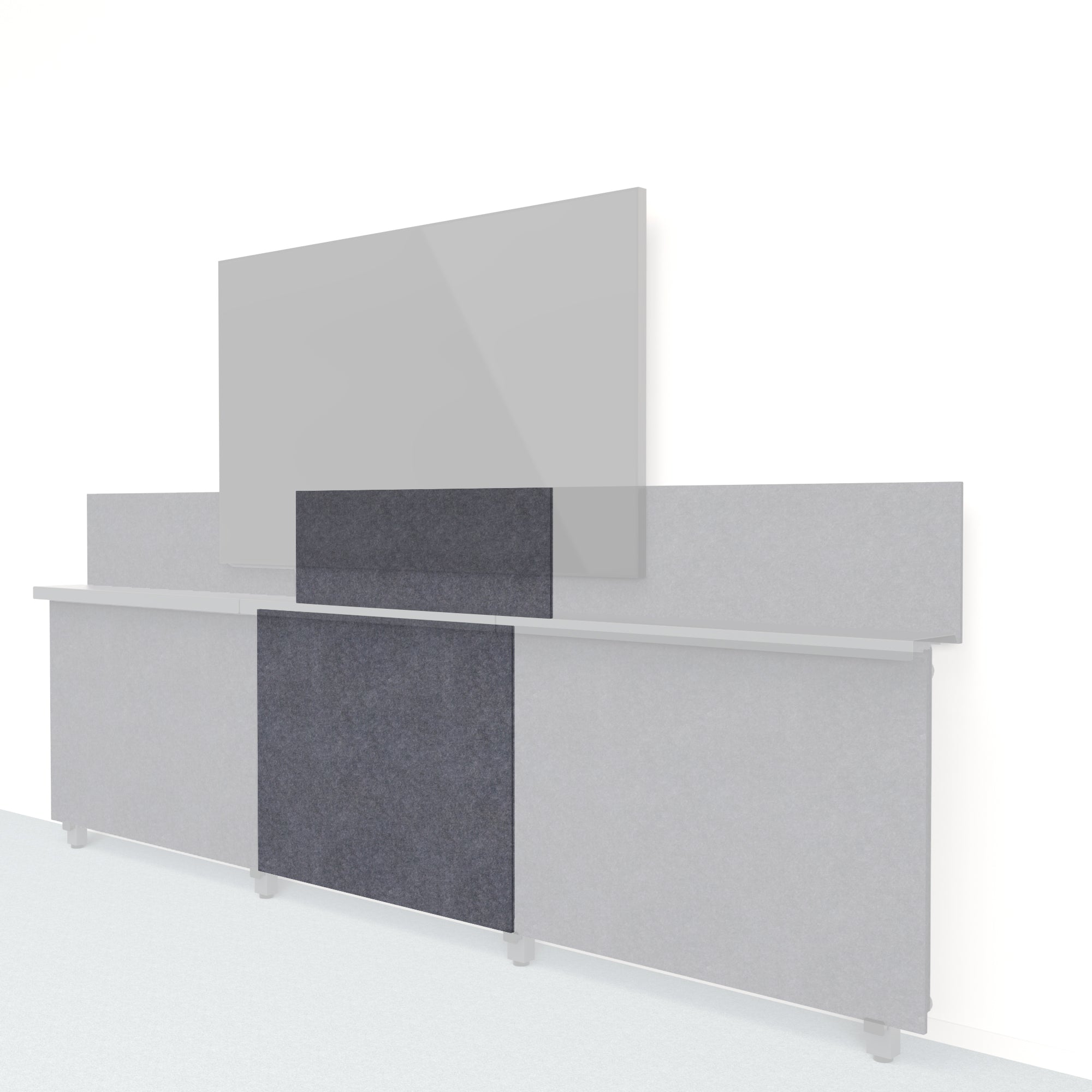 Heckler Framework Short Inner Panel & Backsplash in Mineral Felt Right — modular mineral gray PET felt AV wall panel for the Heckler Framework system.
