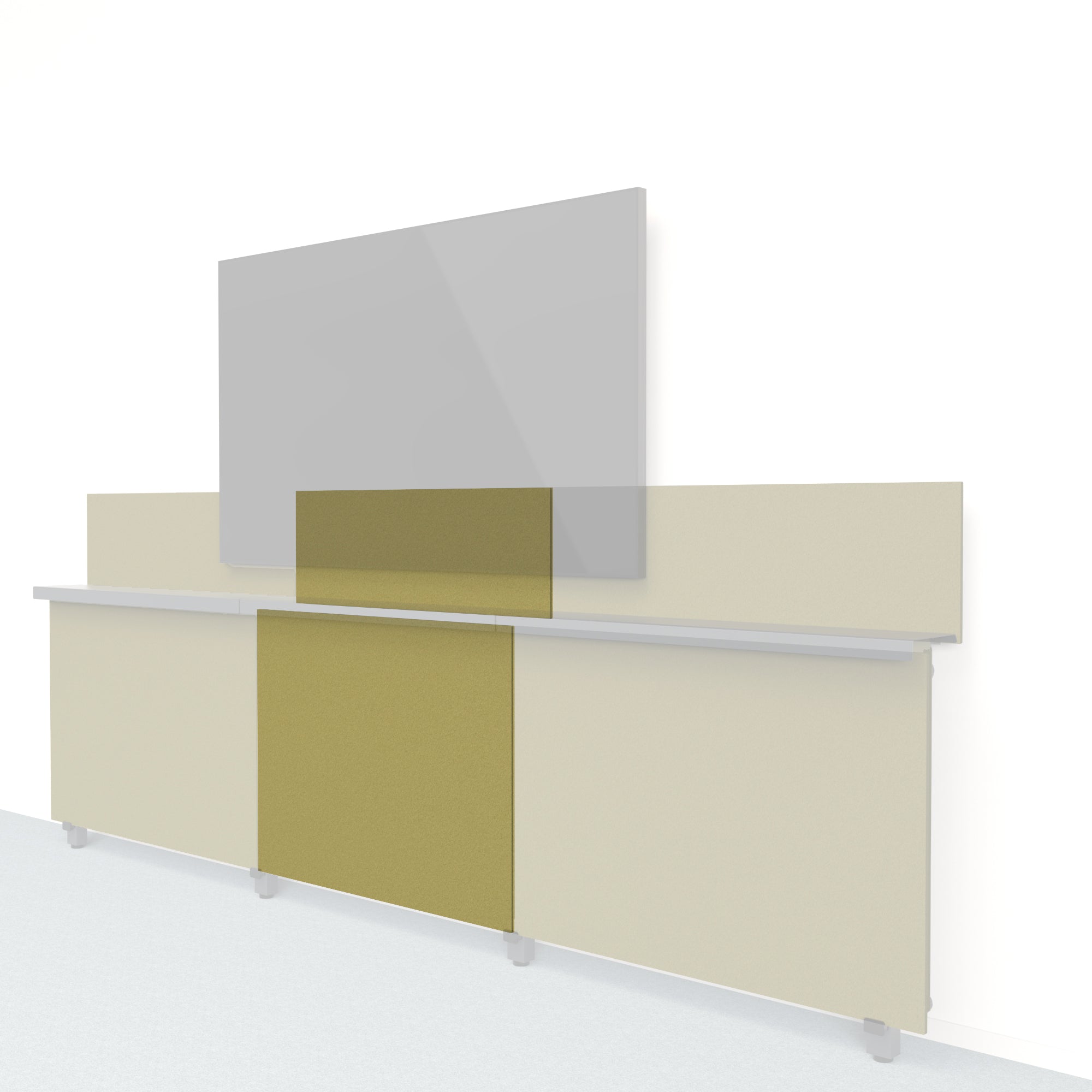 Heckler Framework Short Inner Panel & Backsplash in Olive Felt Right — modular olive green PET felt AV wall panel for the Heckler Framework system.