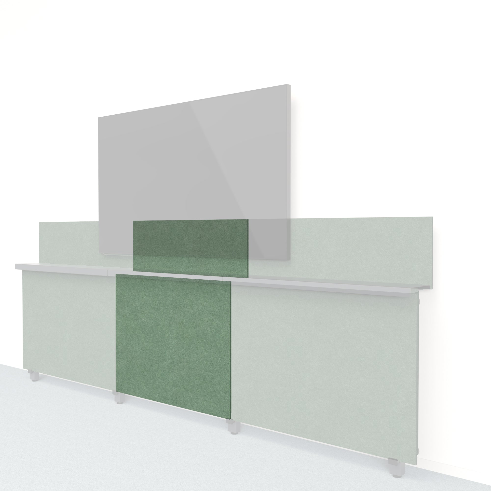 Heckler Framework Short Inner Panel & Backsplash in Palm Felt Right — modular deep palm green PET felt AV wall panel for the Heckler Framework system.
