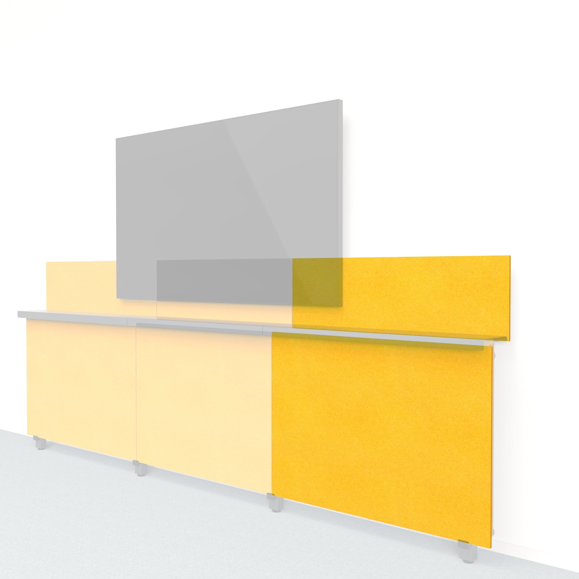 Heckler Framework Short Outer Panel & Backsplash in Citrine Felt Right — modular citrine yellow PET felt AV wall panel for the Heckler Framework system.