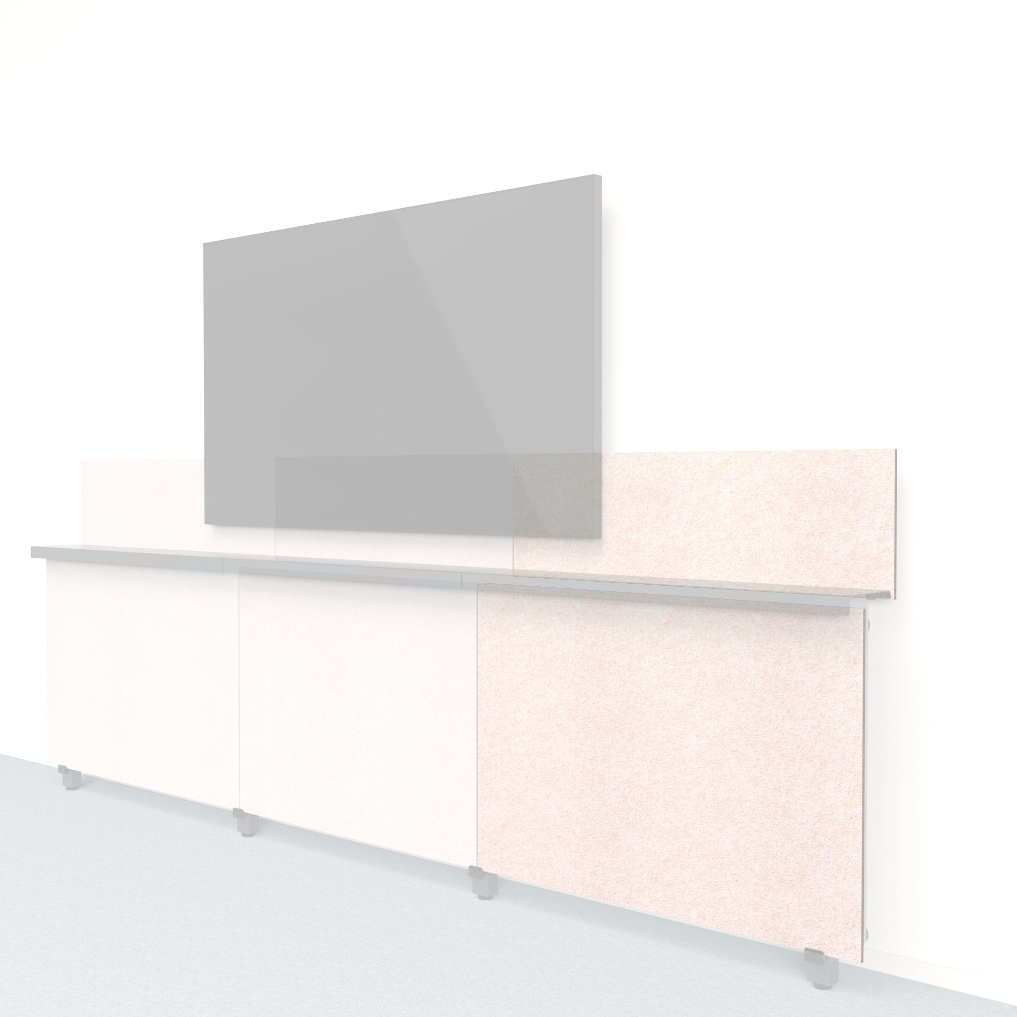 Heckler Framework Short Outer Panel & Backsplash in Latte Felt Right — modular latte tan PET felt AV wall panel for the Heckler Framework system.